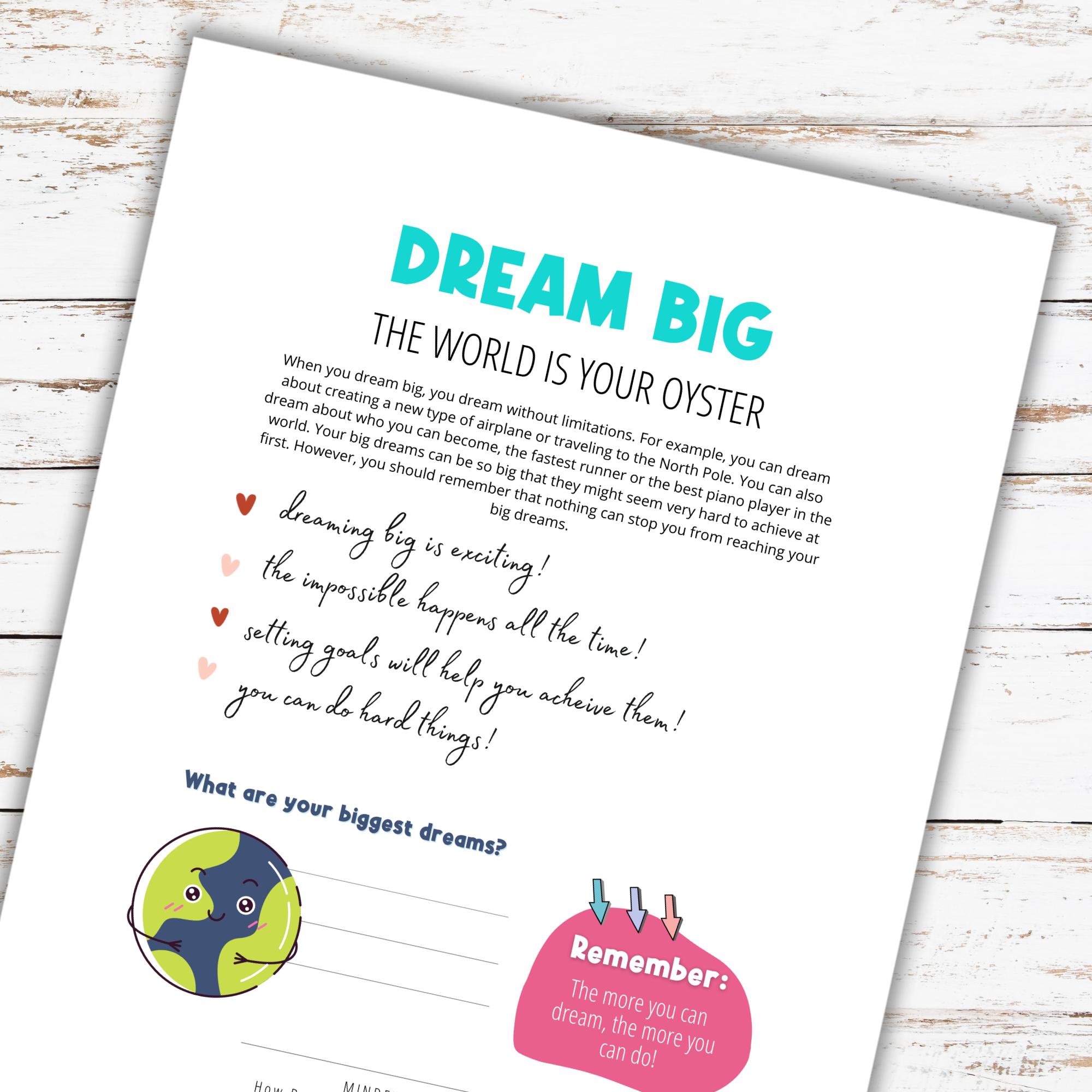 Dream Big Growth Mindset Kit PDF (ages 5-11)