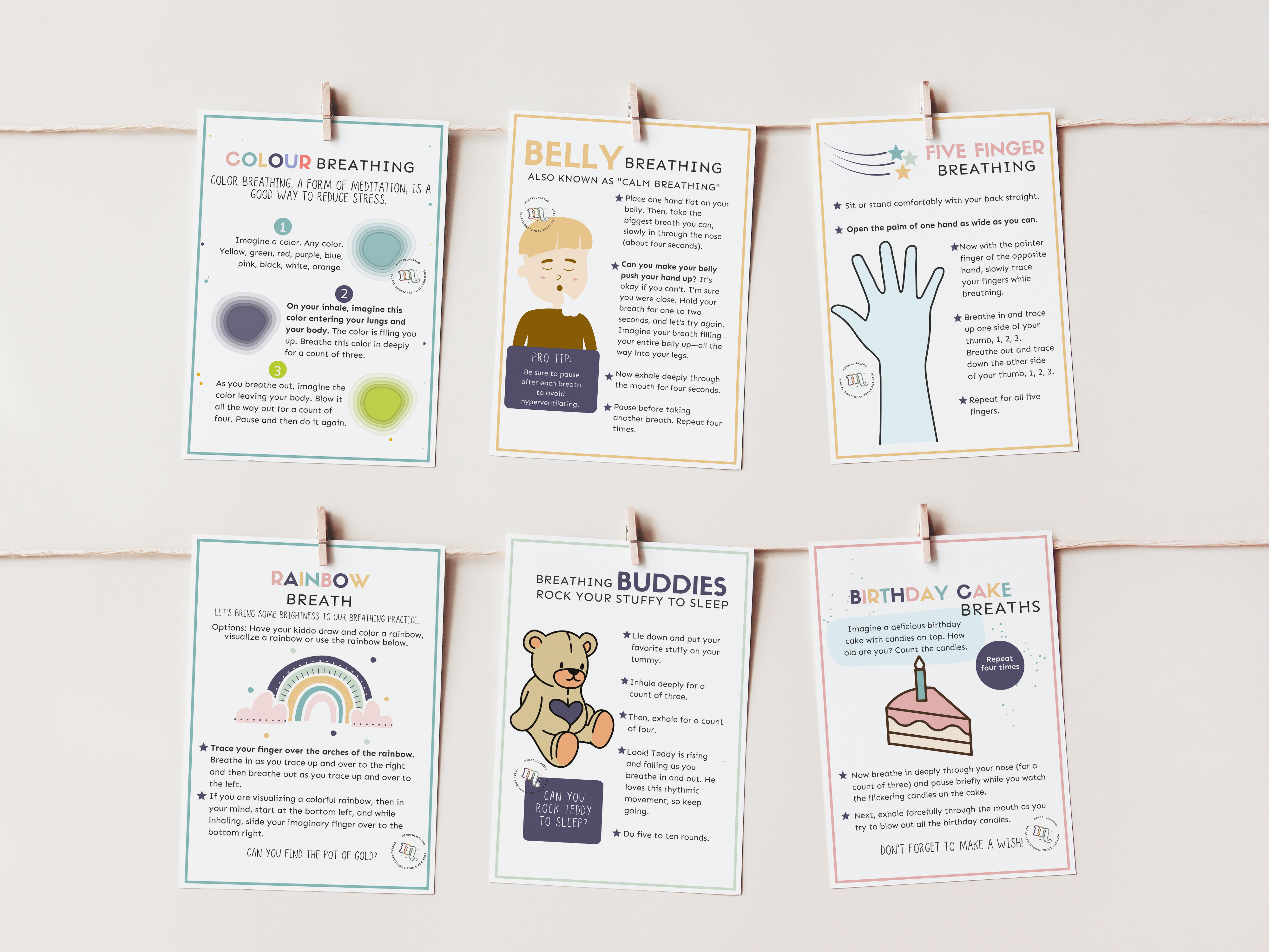 Breathing Card Set for Kids (PDF) Ages 4 to 10