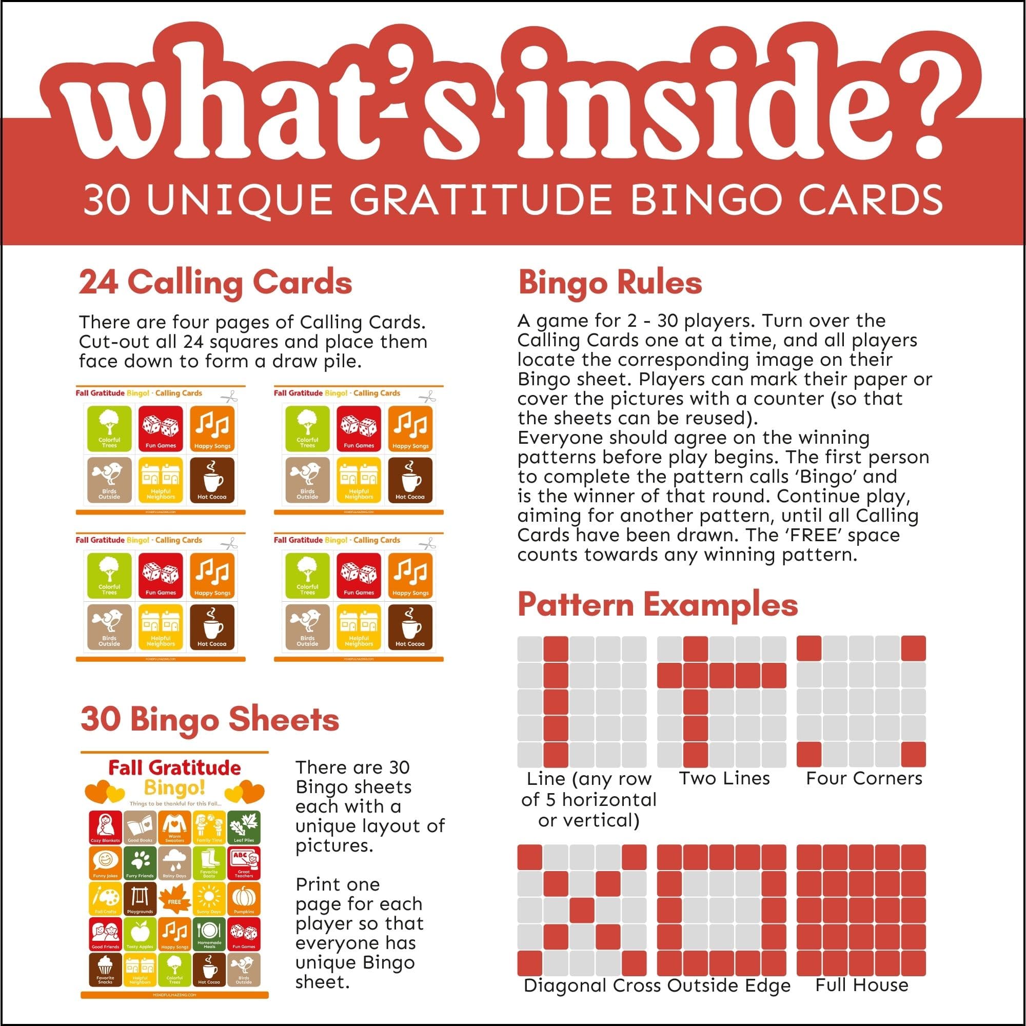 Fall Gratitude Bingo Cards