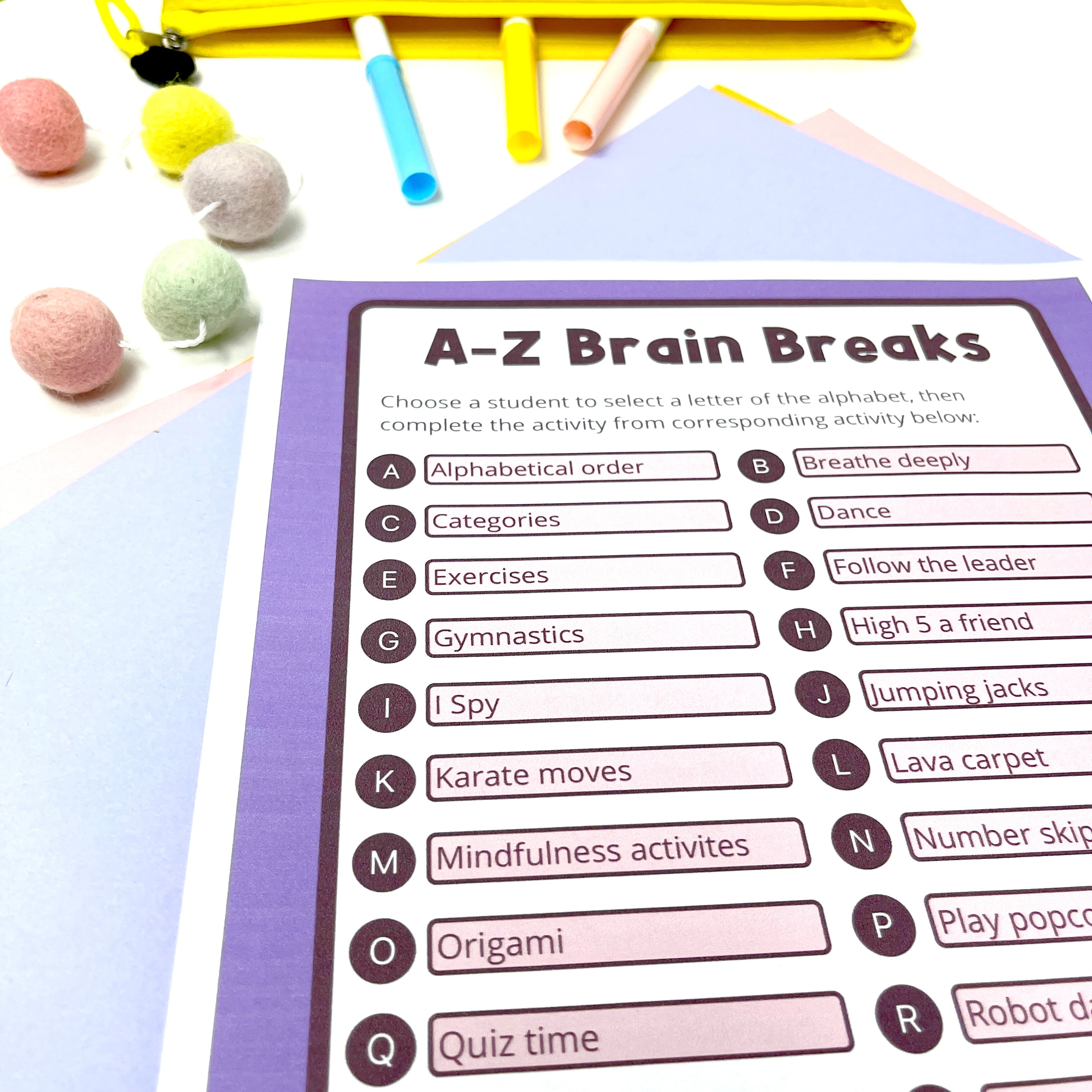 Brain Break Cards for Kids PDF