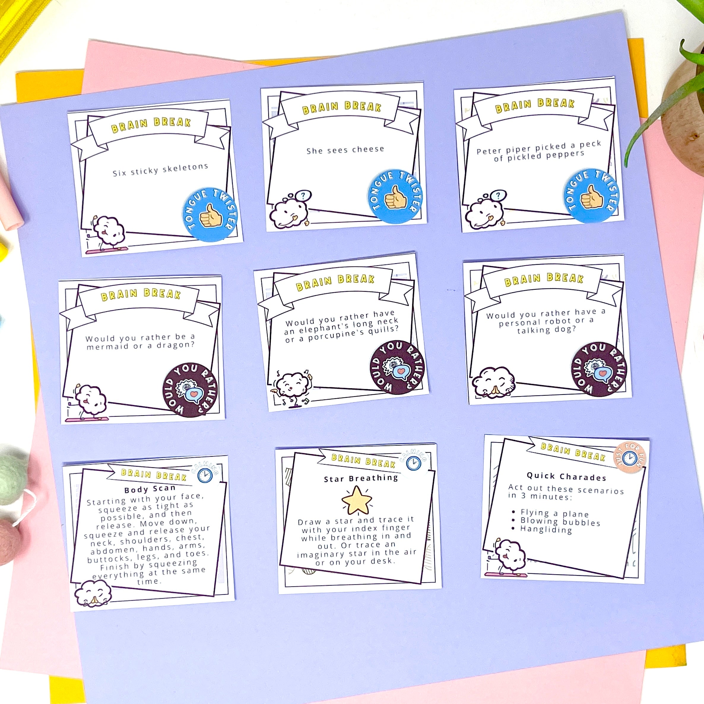 Brain Break Cards for Kids PDF