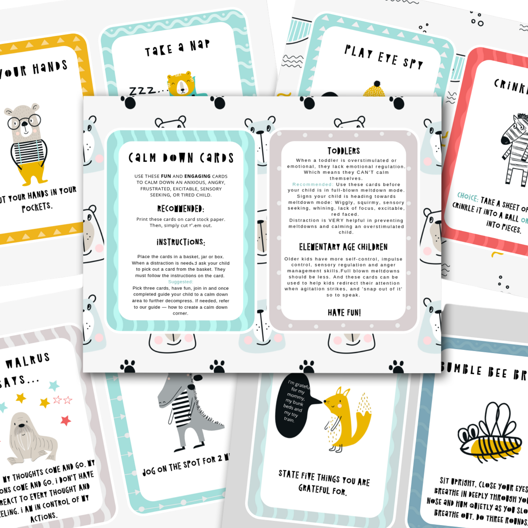 Calm Down Cards PDF (ages 2-10)
