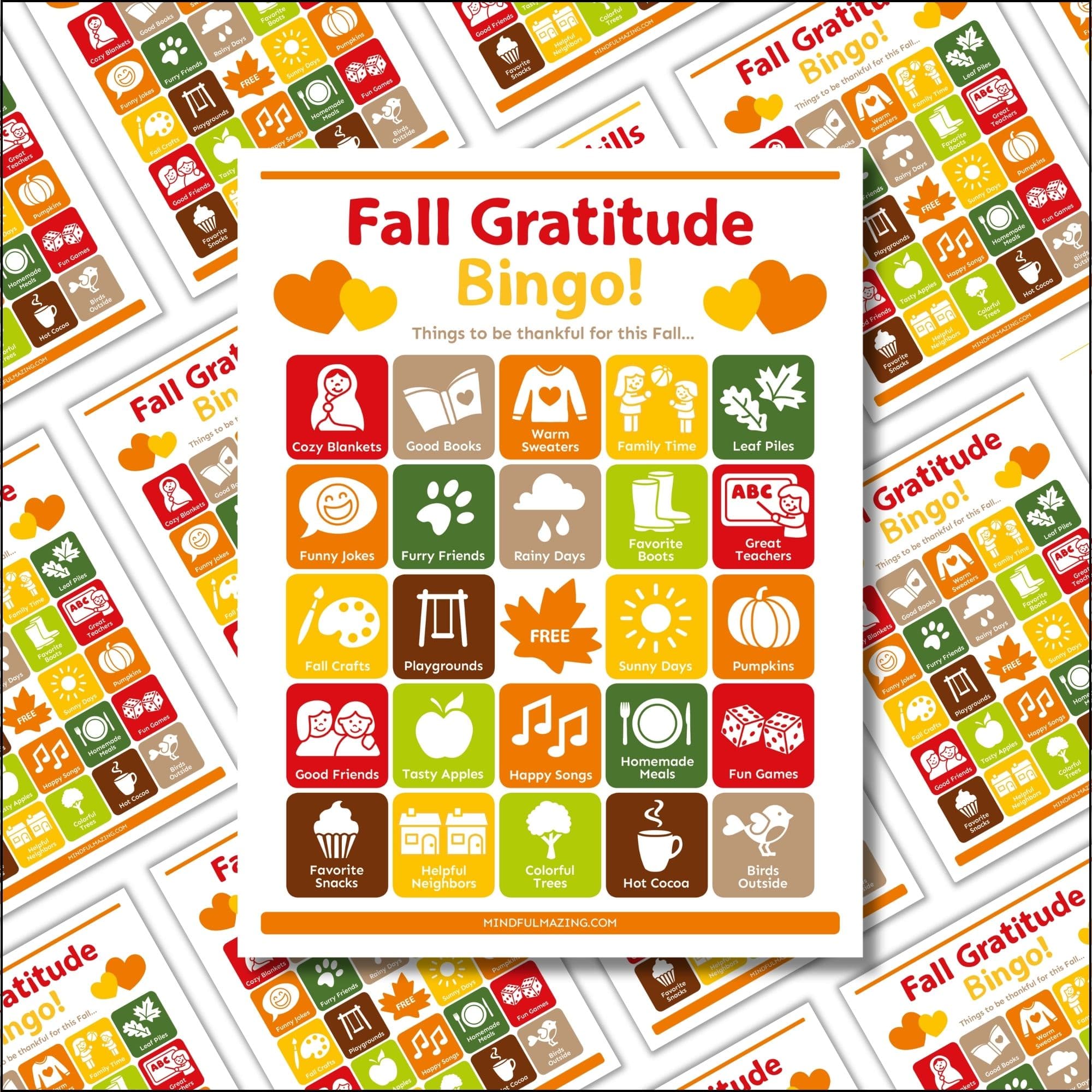 Fall Gratitude Bingo Cards