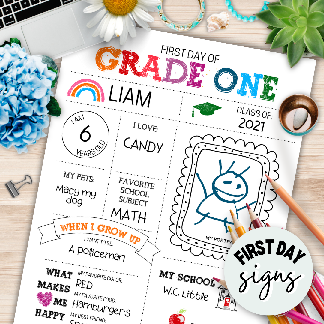 First Day of School Sign (Classic Clean Version) - Kindergarten to Grade Six