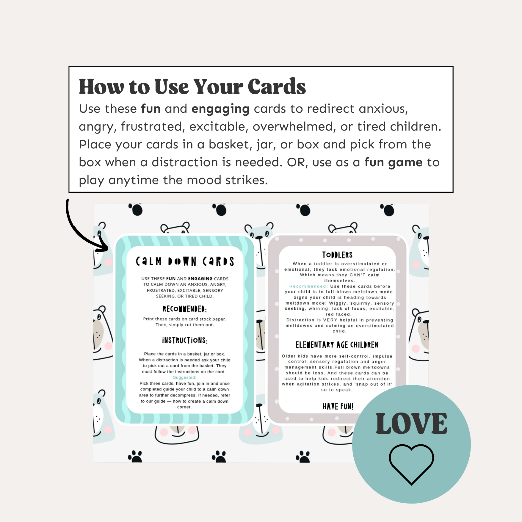 Calm Down Cards PDF (ages 2-10)