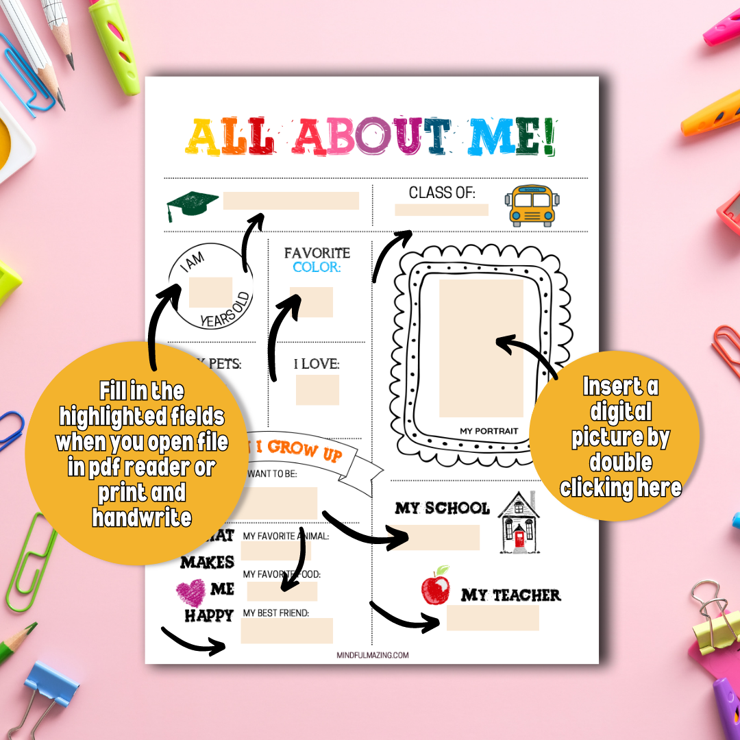 All About Me Mini Book (ages 5-11)
