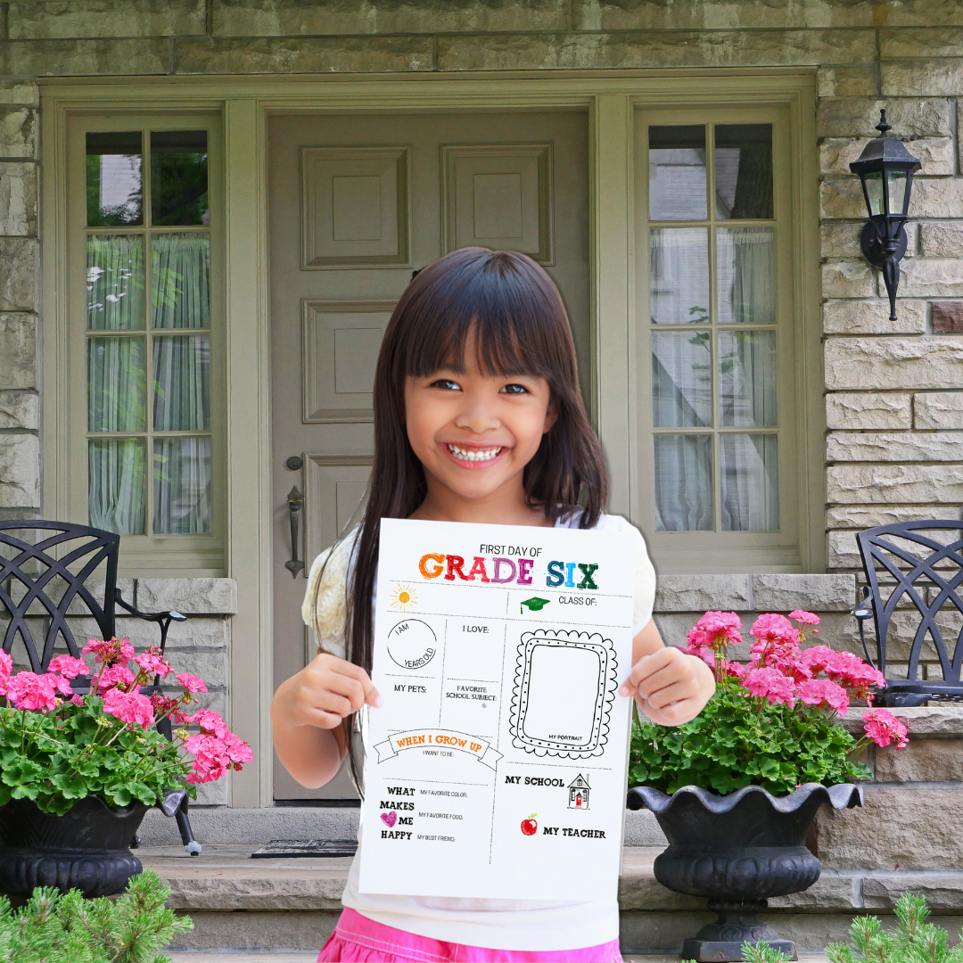 First Day of School Sign (Classic Clean Version) - Kindergarten to Grade Six