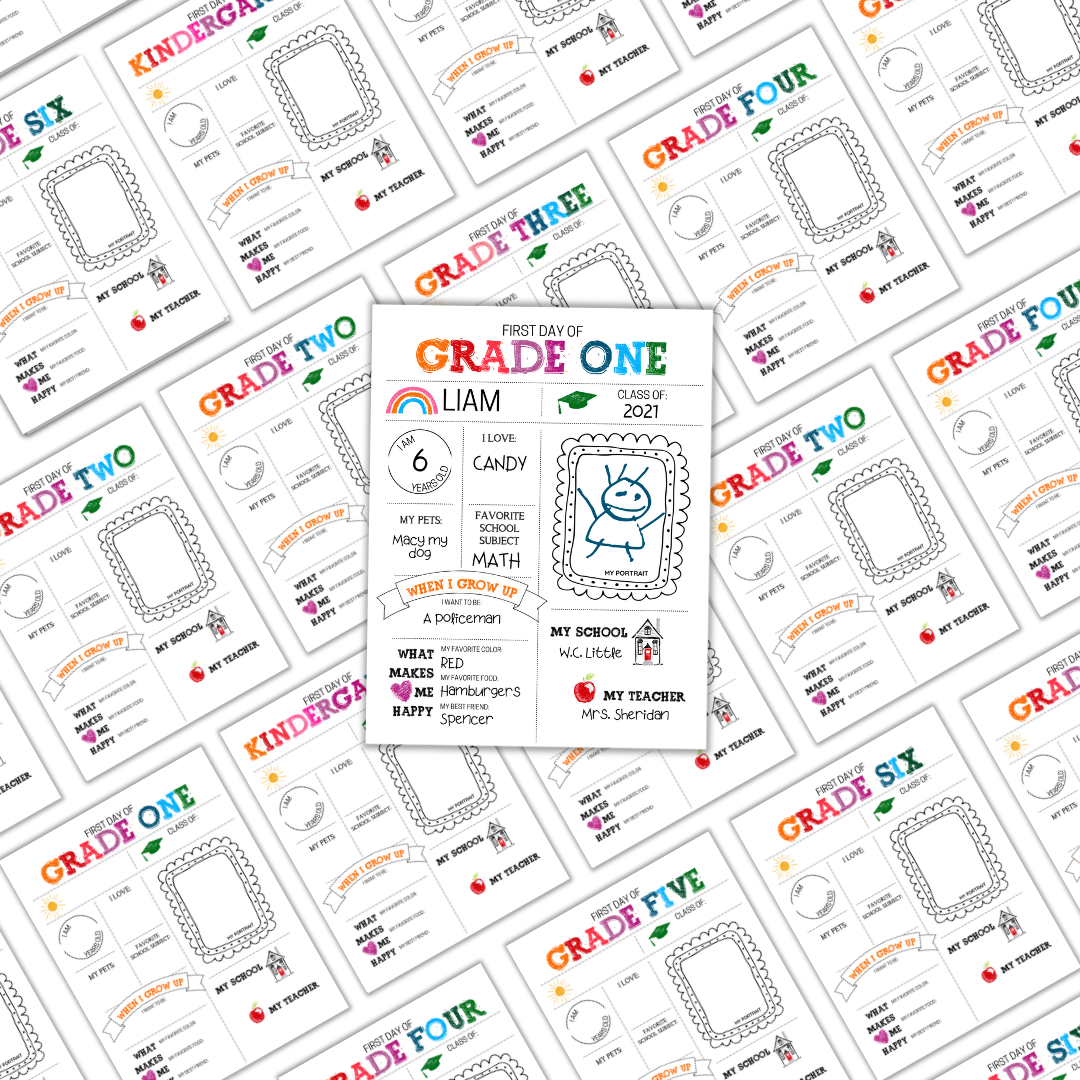 First Day of School Sign (Classic Clean Version) - Kindergarten to Grade Six