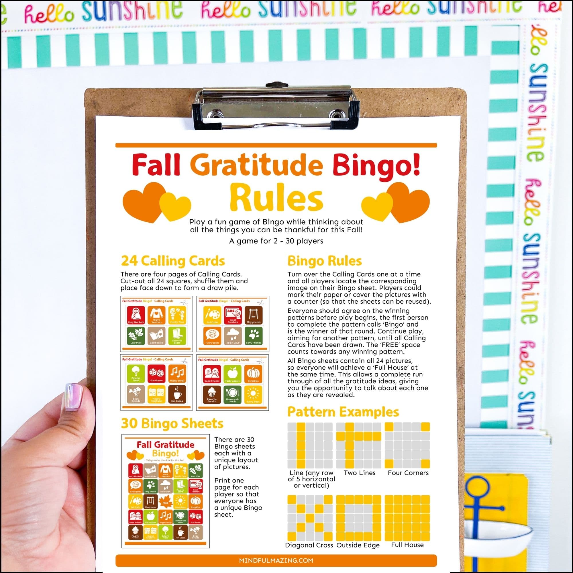 Fall Gratitude Bingo Cards
