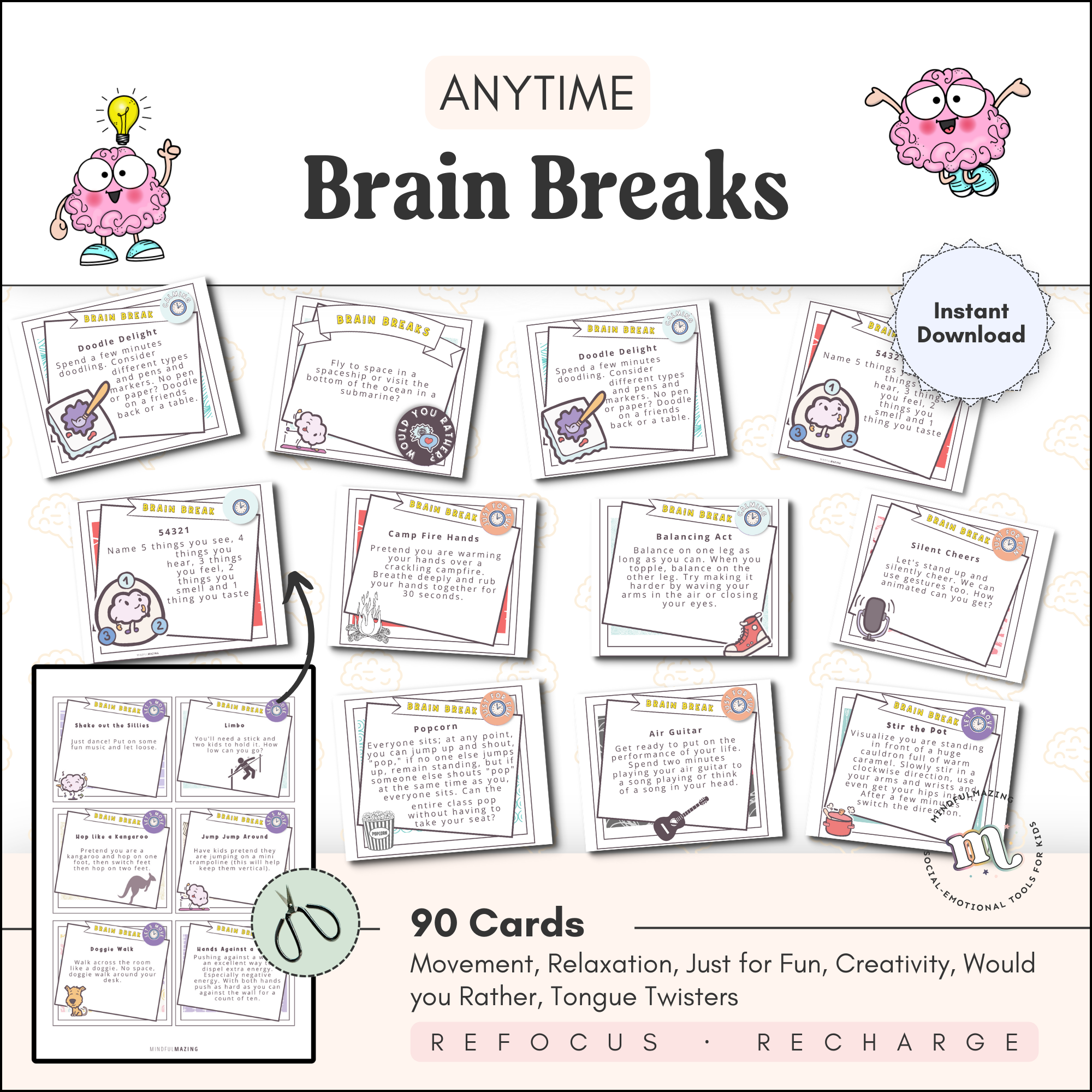 Brain Break Cards for Kids PDF