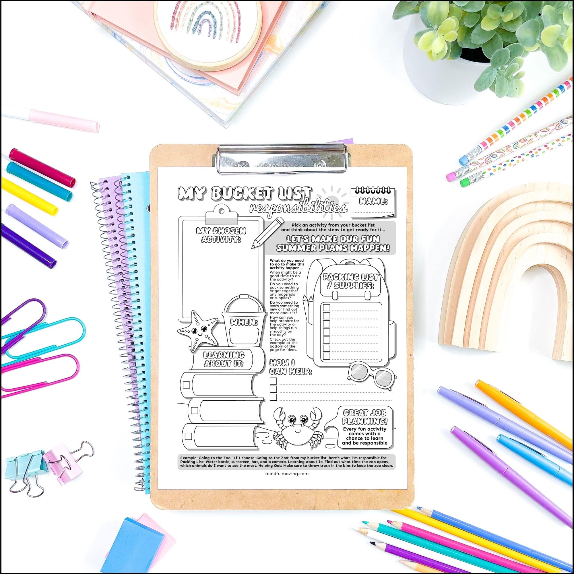 Summer Bucket List Taking Responsibility Activities