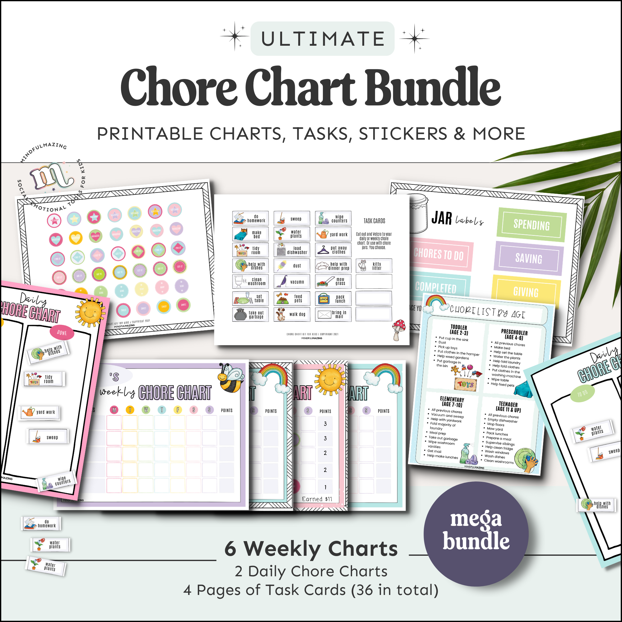 Chore Chart Bundle for Kids PDF (ages 2-10)
