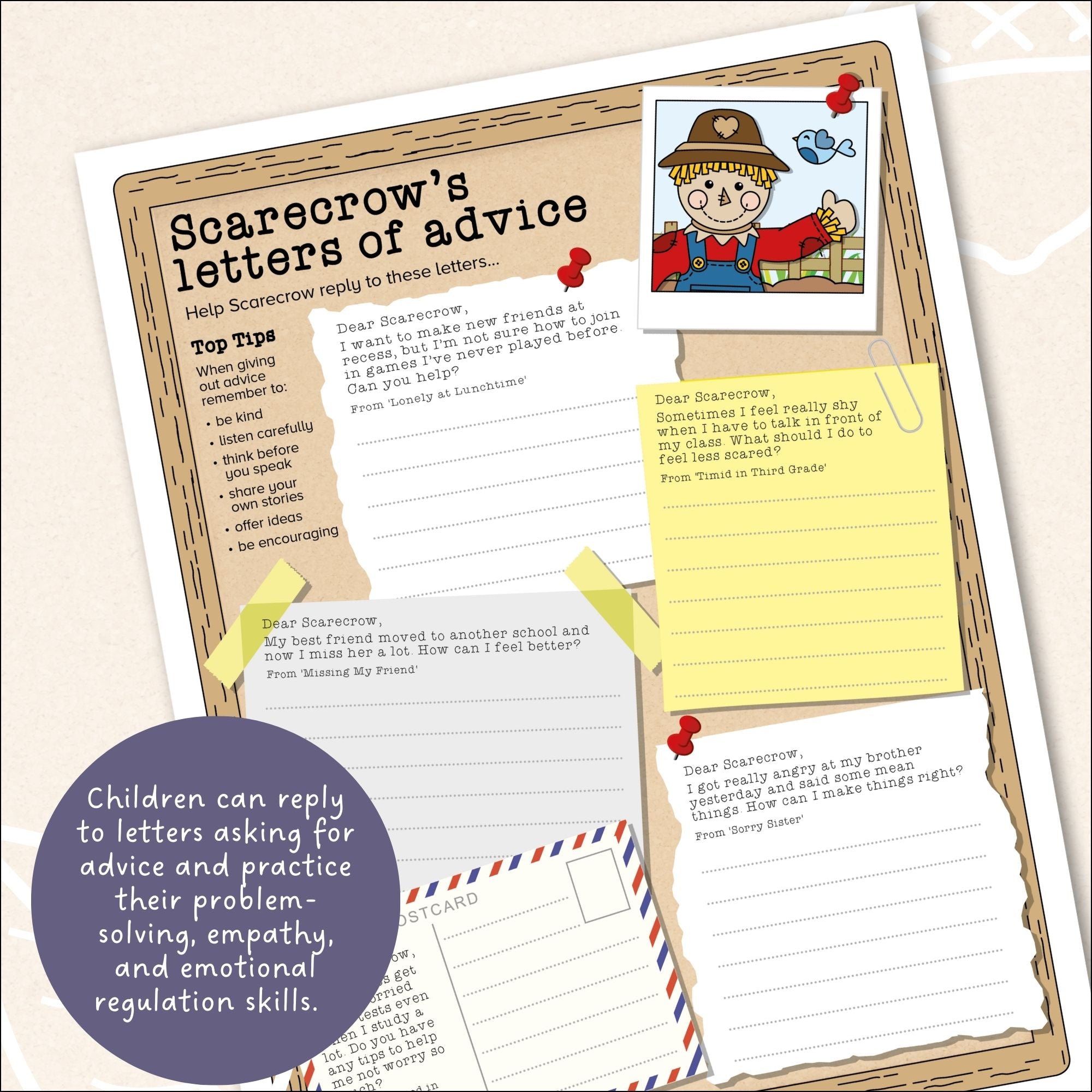 Scarecrow Emotions Craft and Writing Activity