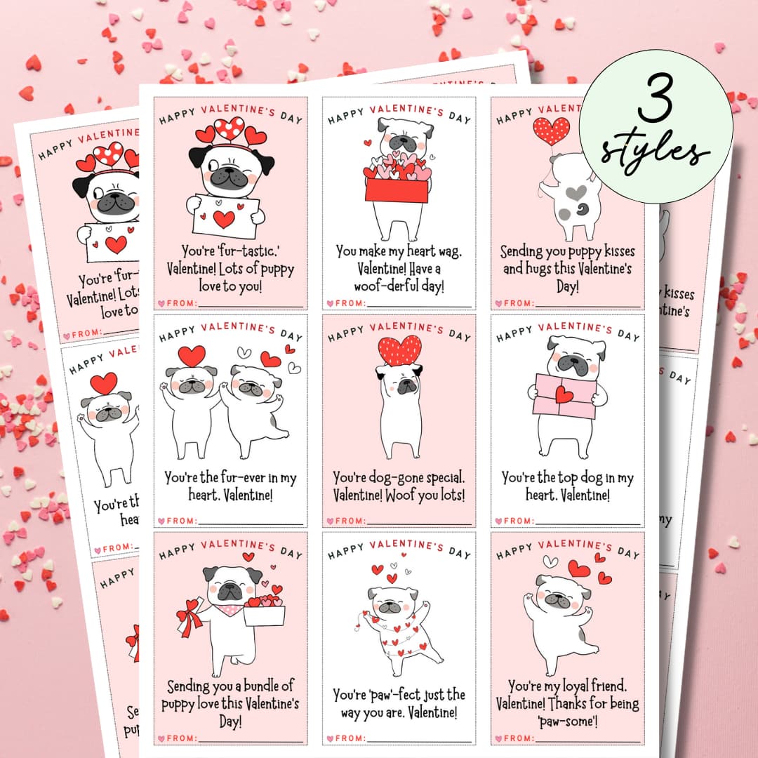 Adorable Dog-Themed Valentine's Cards (Free With Purchase!)