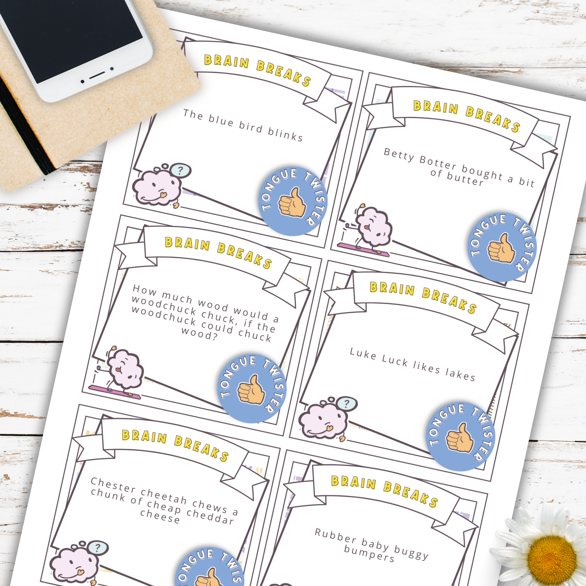 Brain Break Cards for Kids PDF