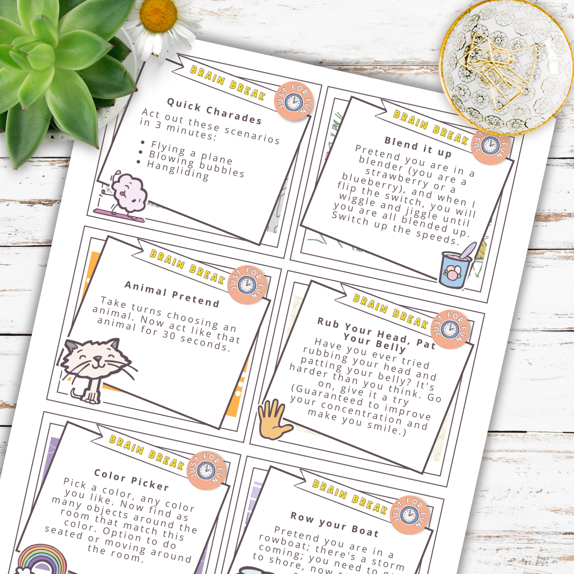 Brain Break Cards for Kids PDF