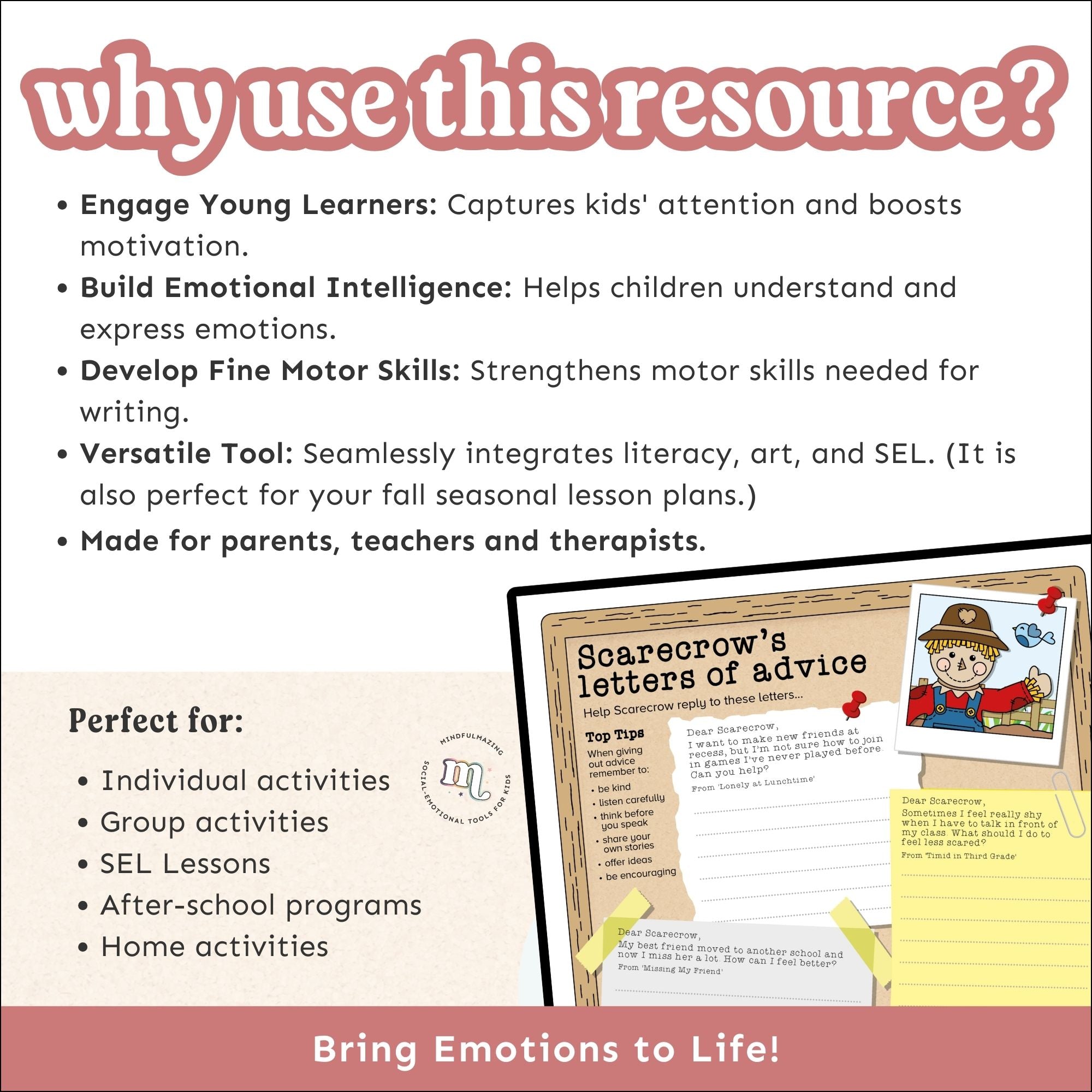 Scarecrow Emotions Craft and Writing Activity