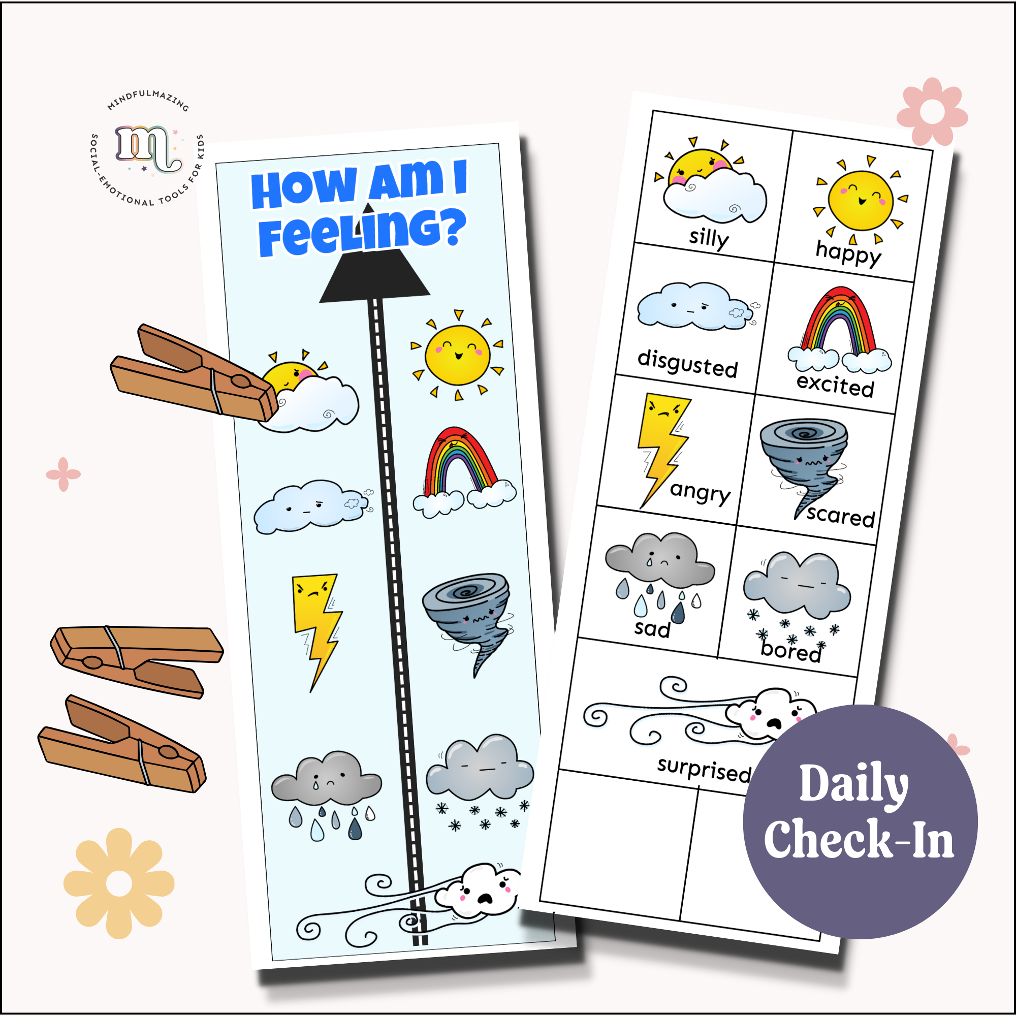 Weather Emotions Check In Chart & Worksheets