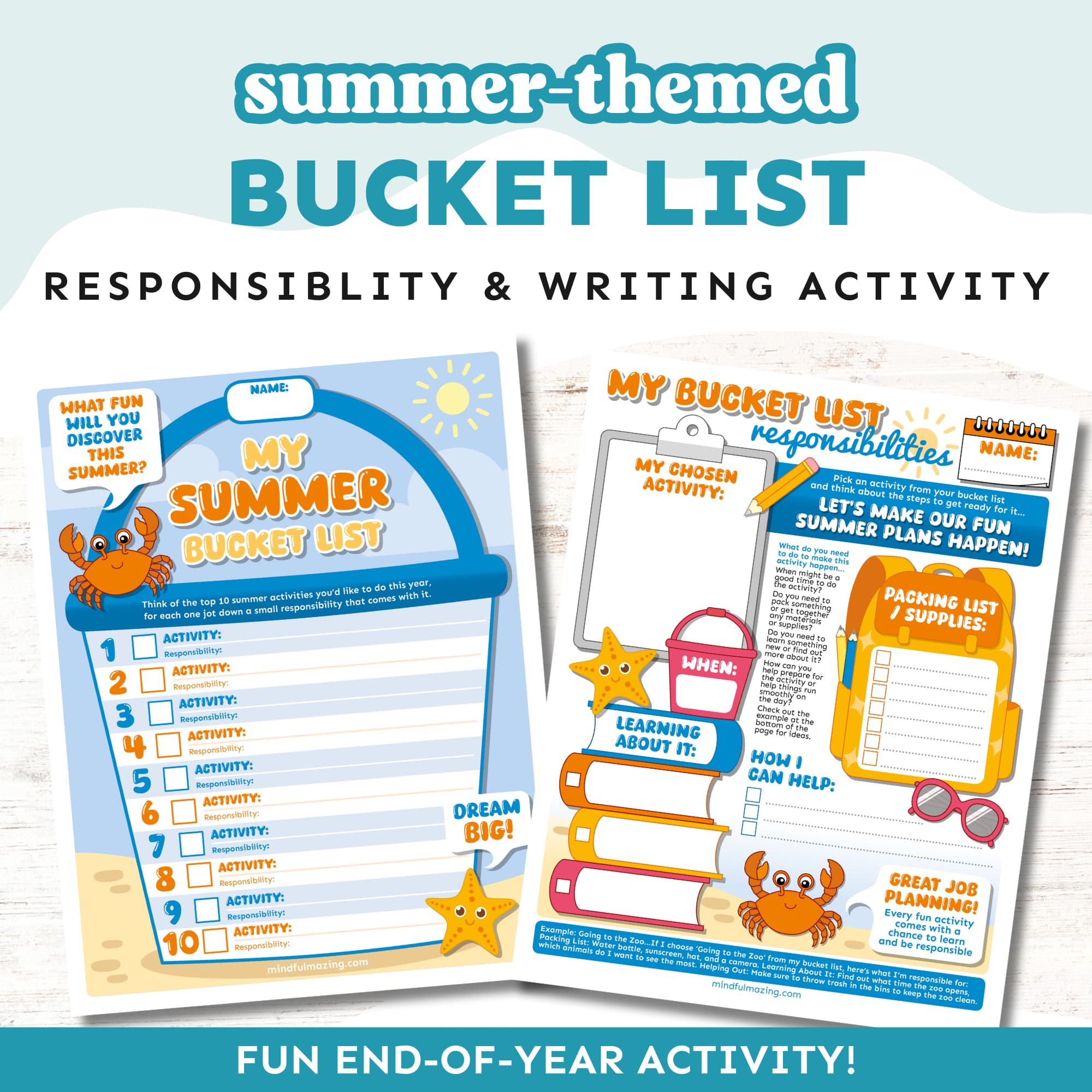 Summer Bucket List Taking Responsibility Activities
