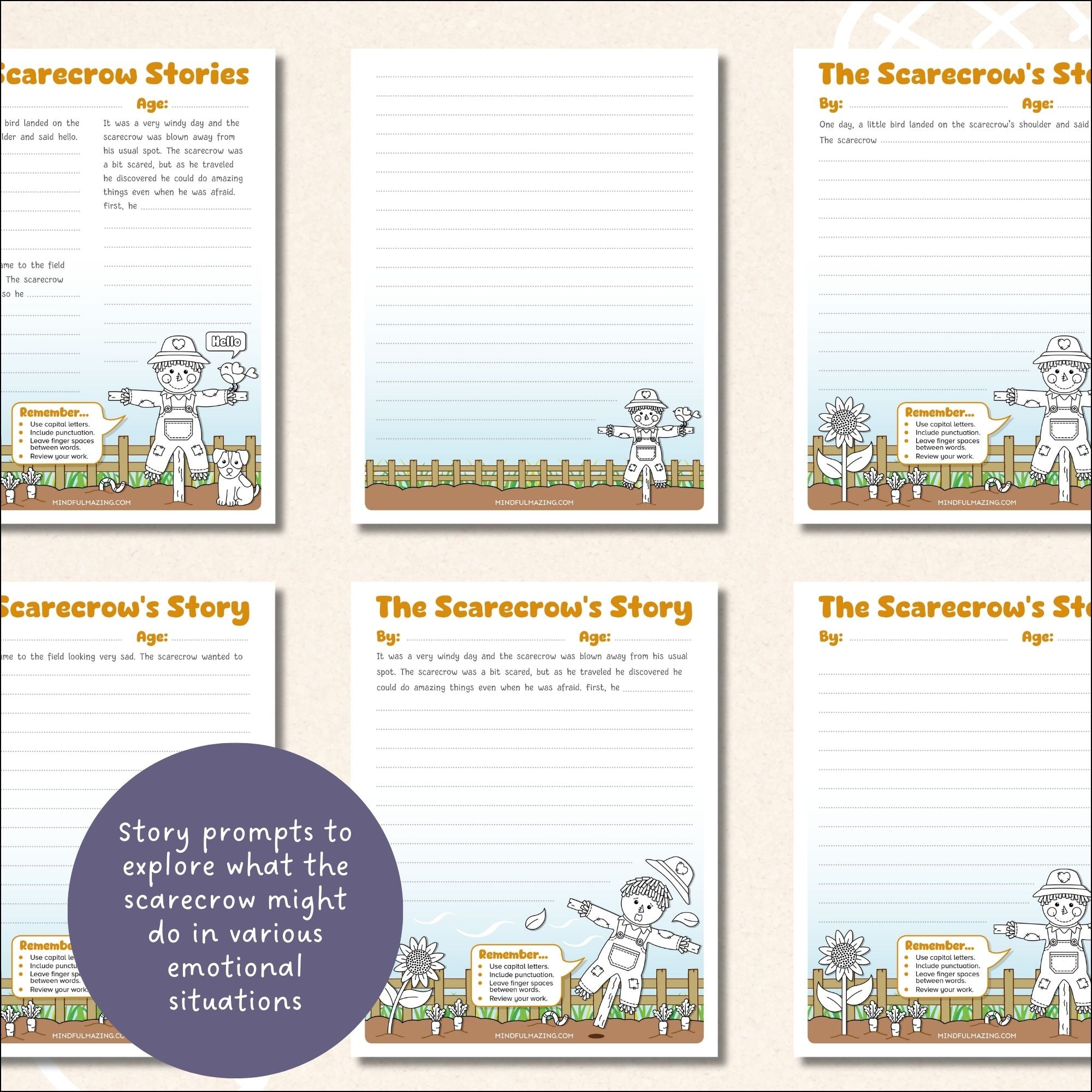 Scarecrow Emotions Craft and Writing Activity