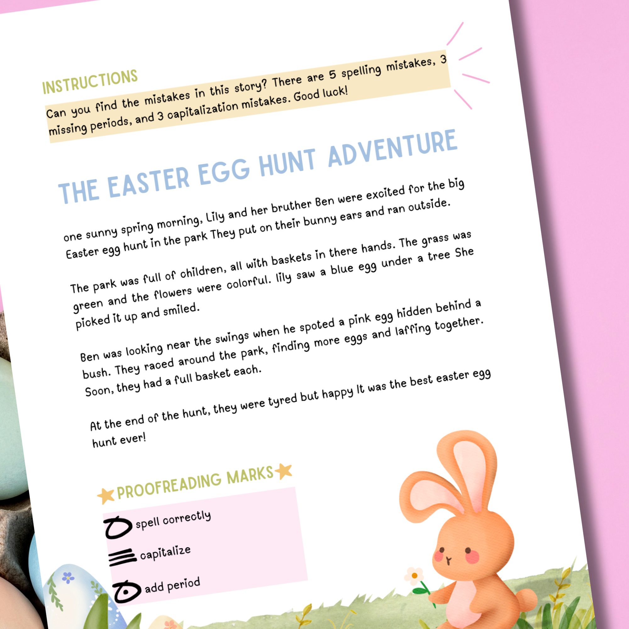 Easter Hunt Proofreading Exercise