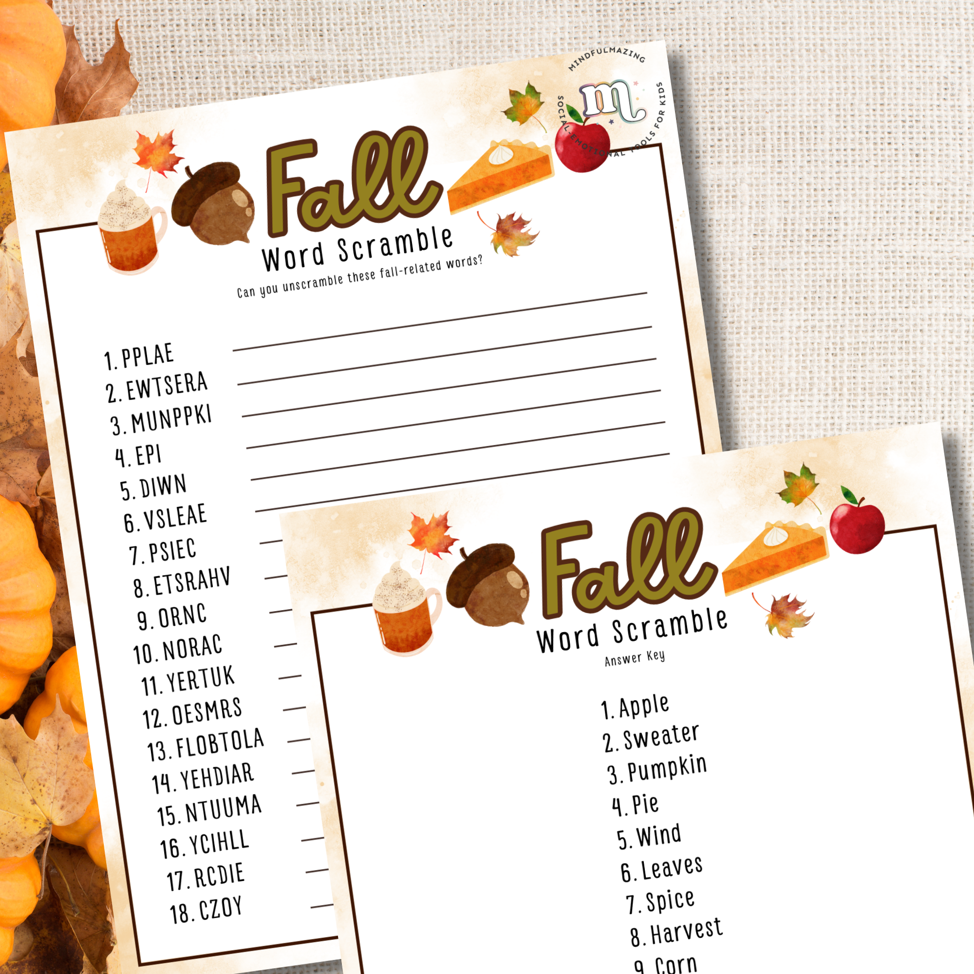 Fall Word Scramble Game