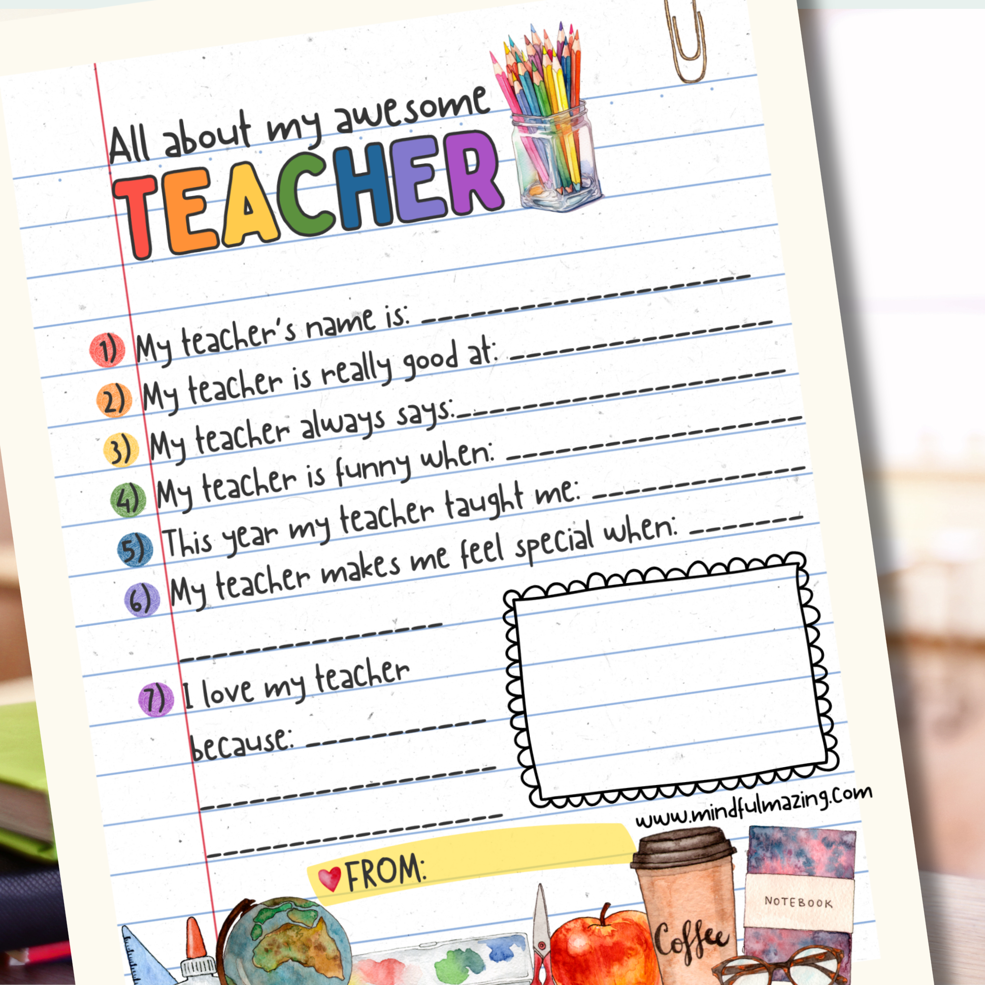 Teacher Appreciation All About My Teacher