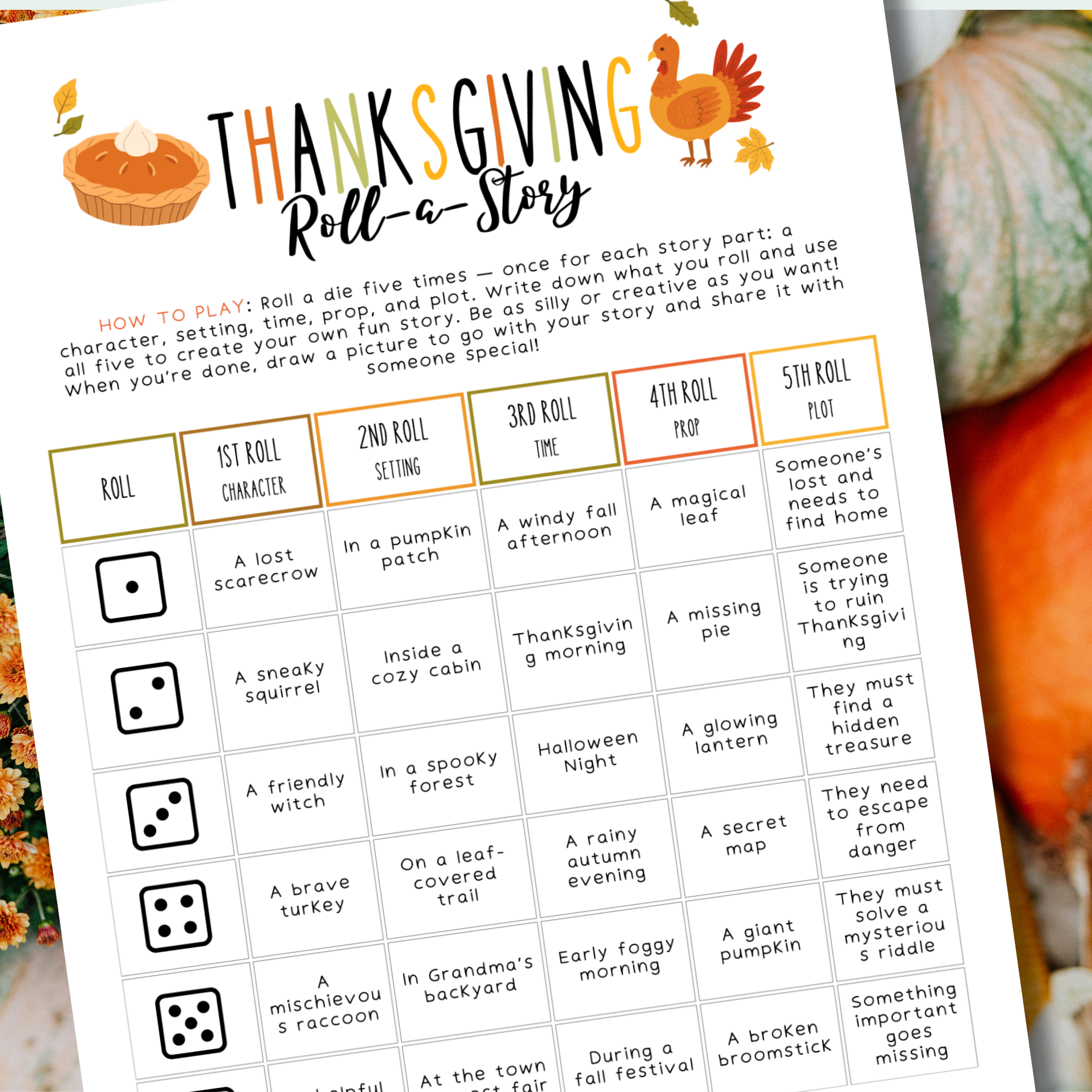 Thanksgiving Roll-A-Story