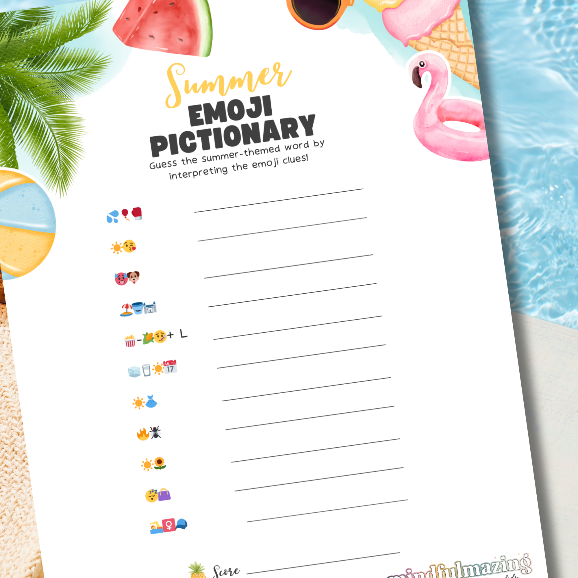 Summer Emoji Pictionary Game