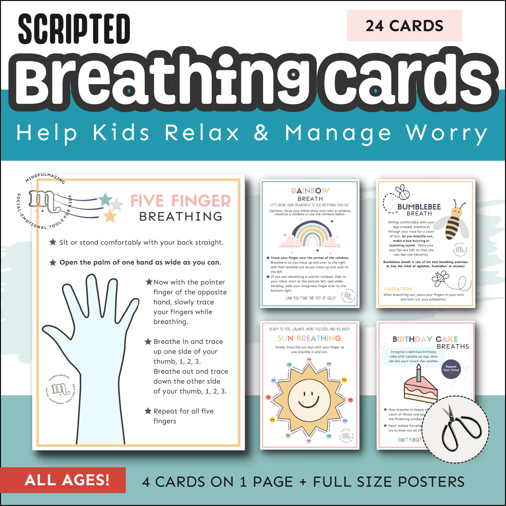 Breathing Card Set for Kids (PDF) Ages 4 to 10