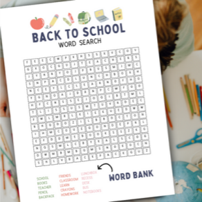 Back To School Word search