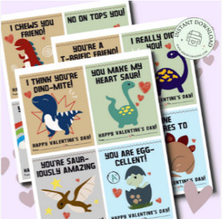 Valentine Dinosaur Cards