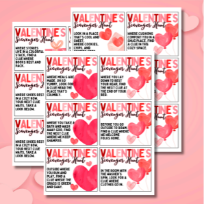 Valentine Scavenger Hunt Cards
