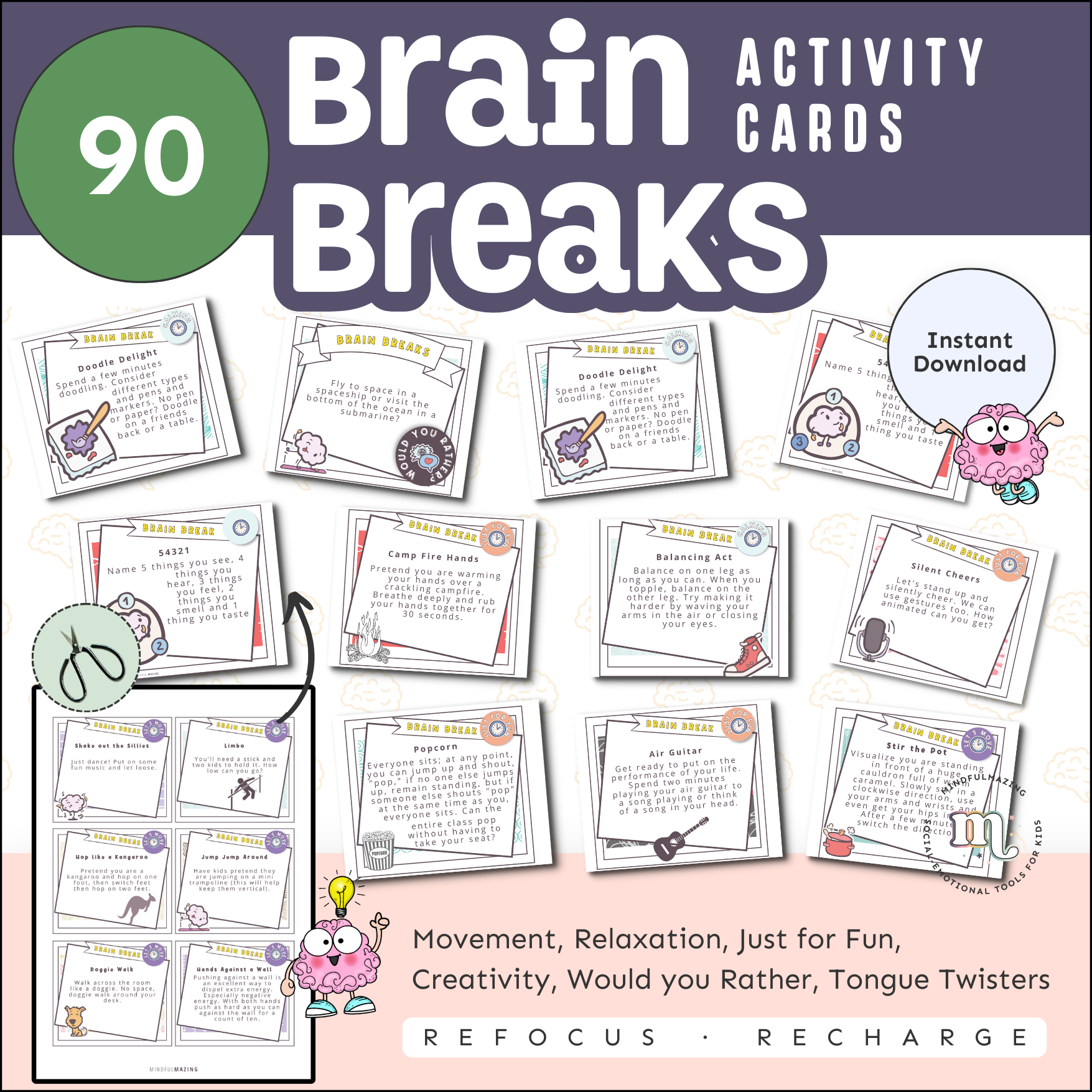 Brain Break Cards for Kids PDF