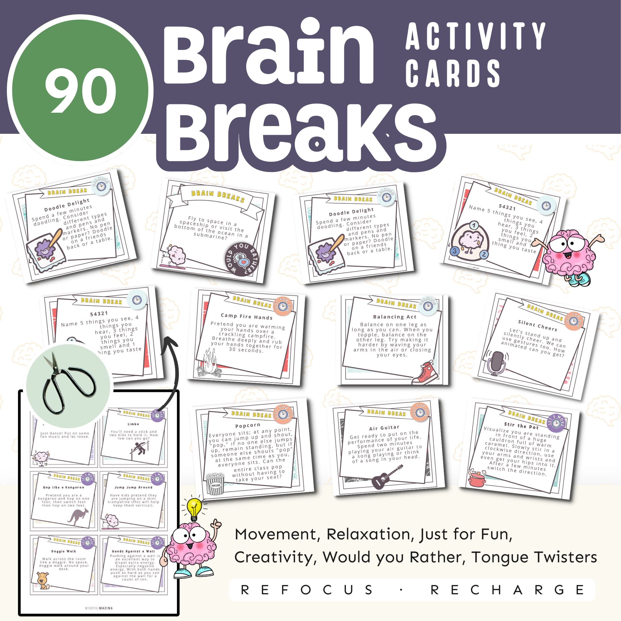 Brain Break Cards for Kids PDF