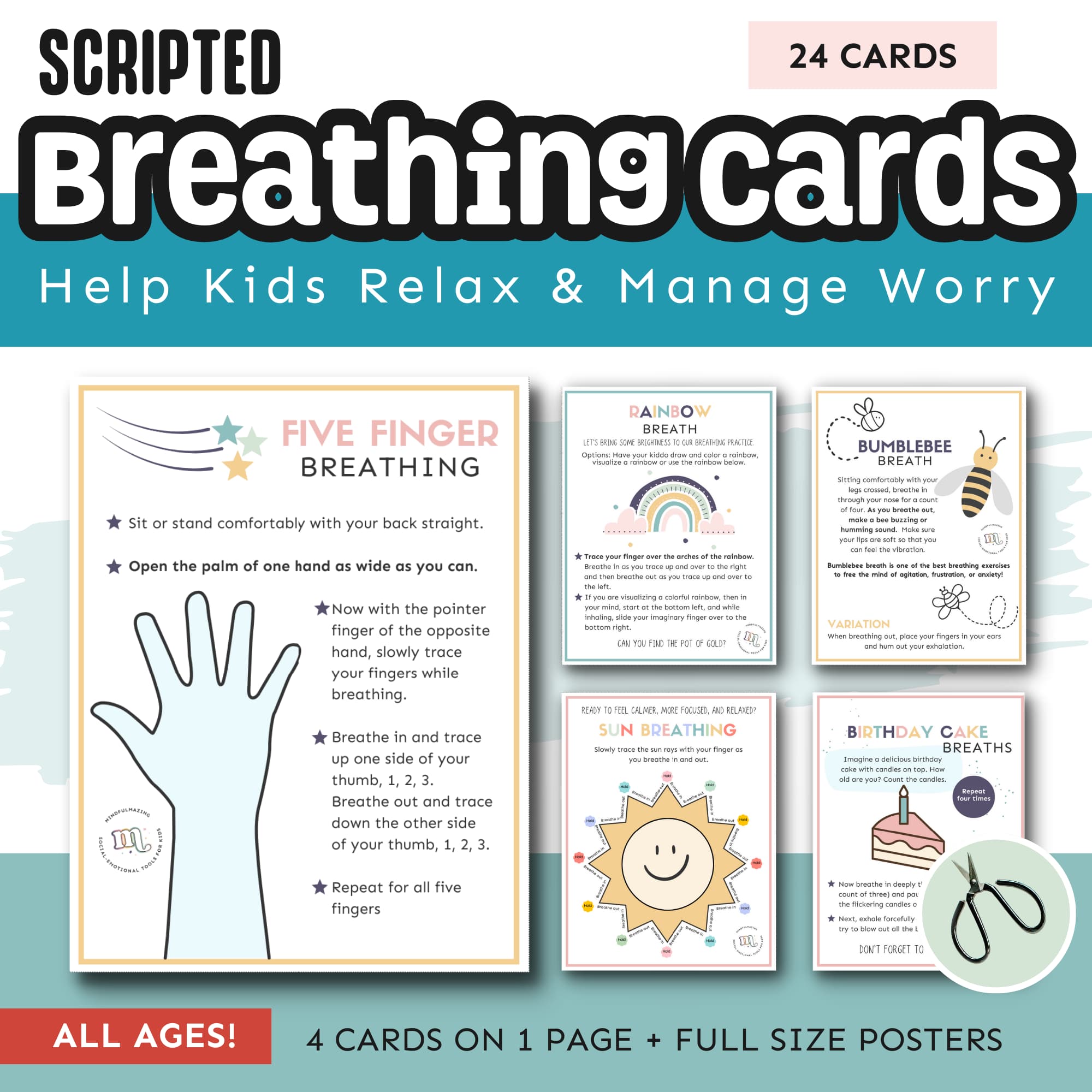 Breathing Card Set for Kids (PDF) Ages 4 to 10