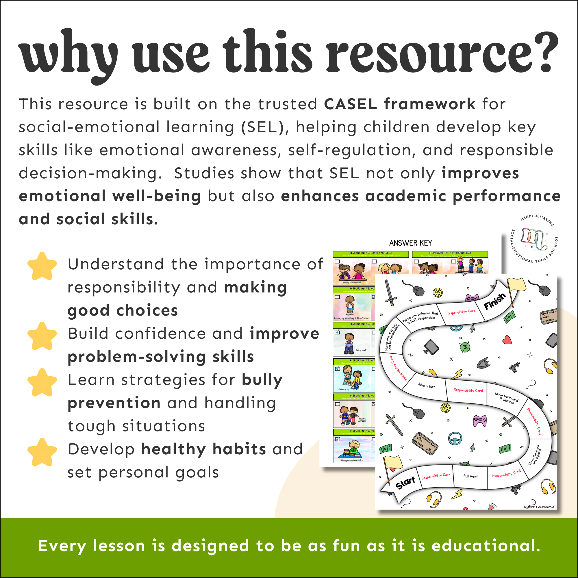 Responsibility Social-Emotional Learning Unit (ages 3 - 8)