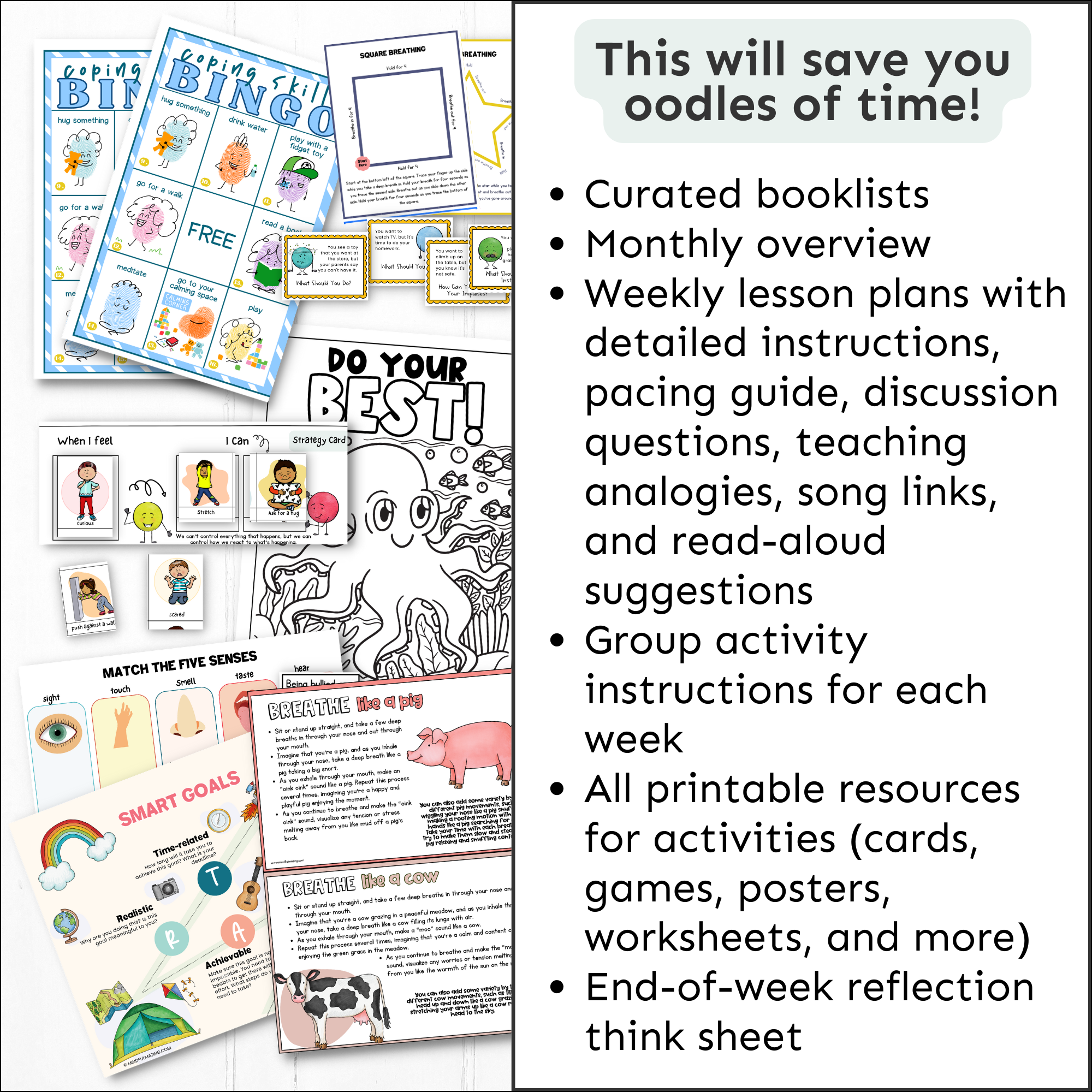 Self-Management Social-Emotional Learning Unit (ages 3 - 8)