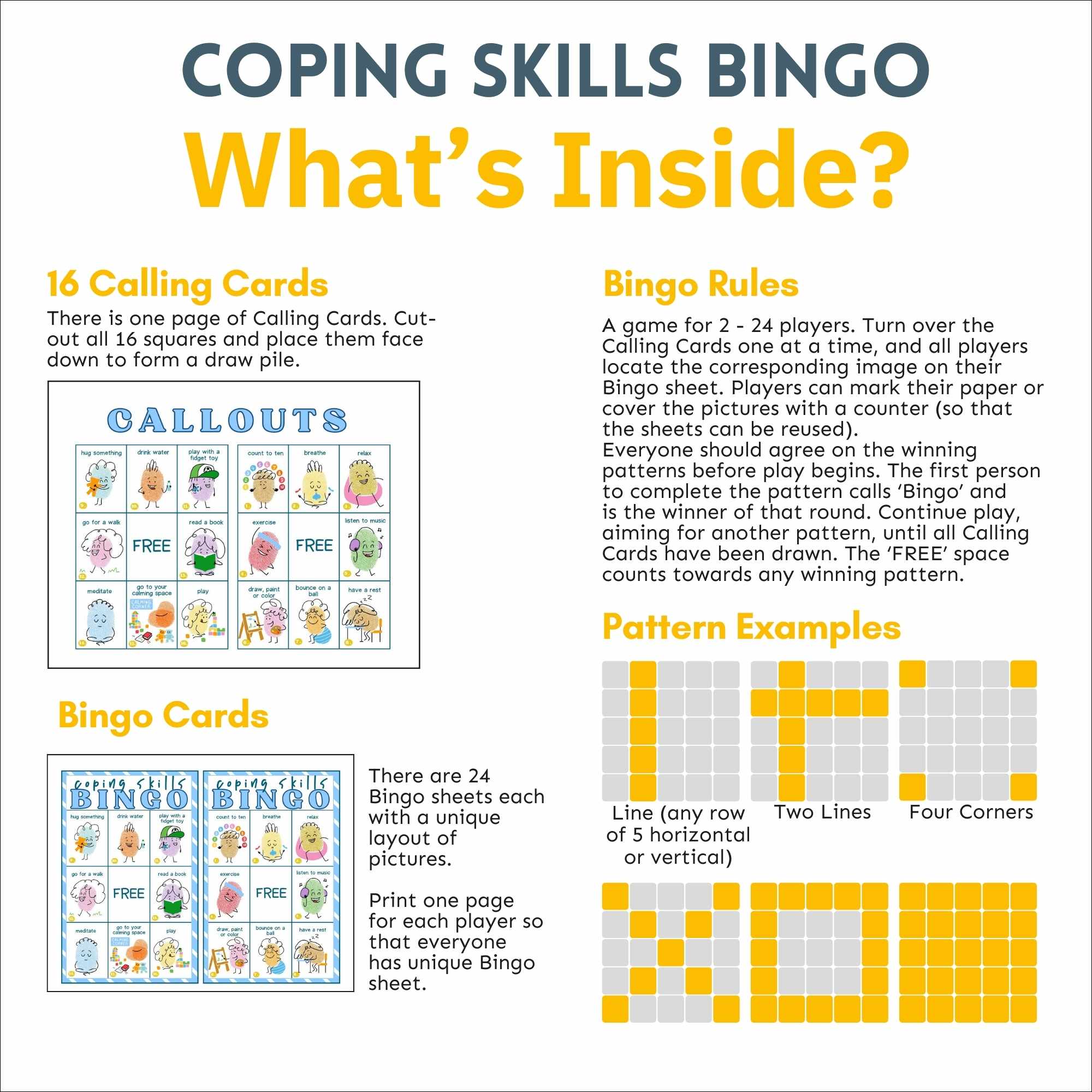 Coping Skills BINGO Game