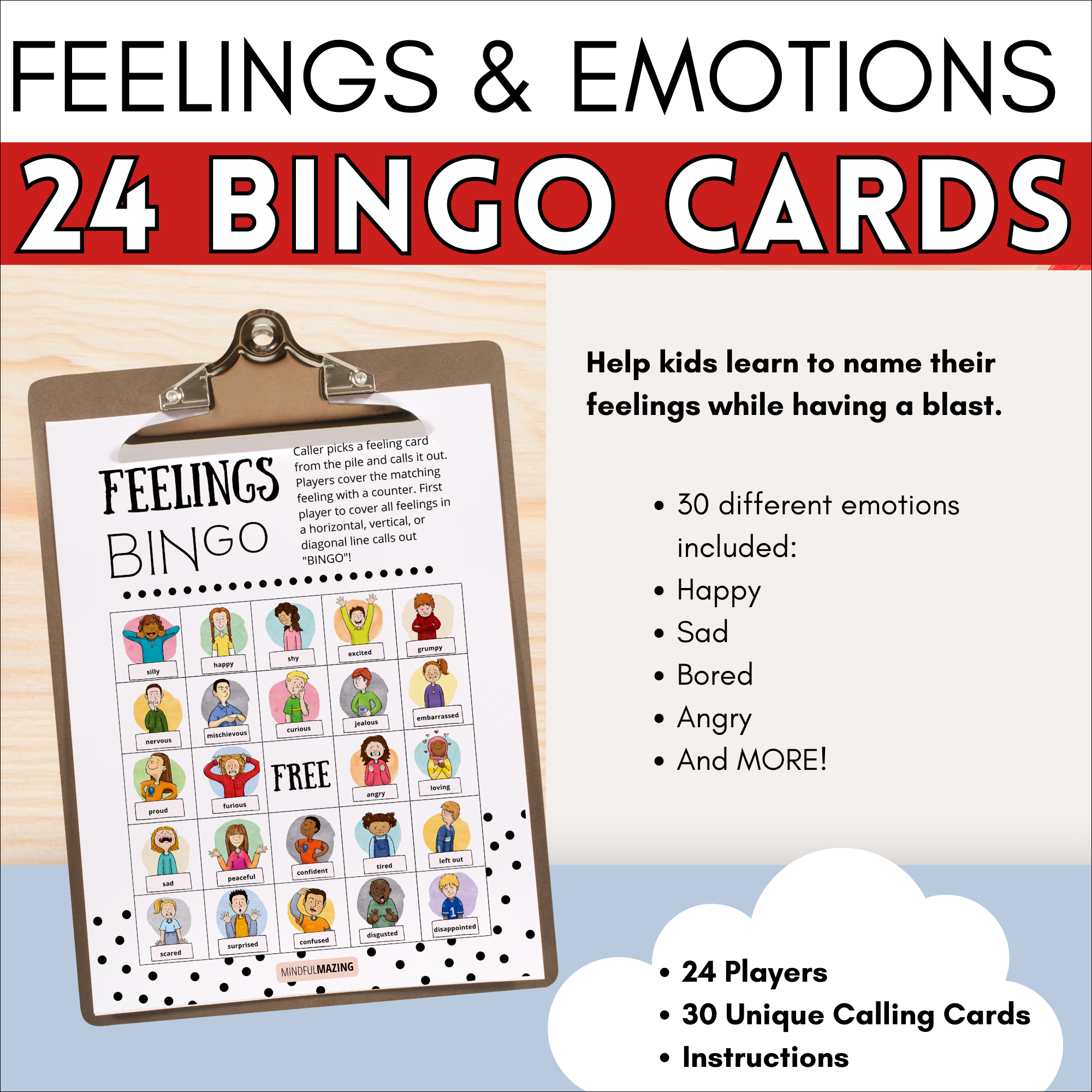 Feelings Bingo (PDF) Ages 3+