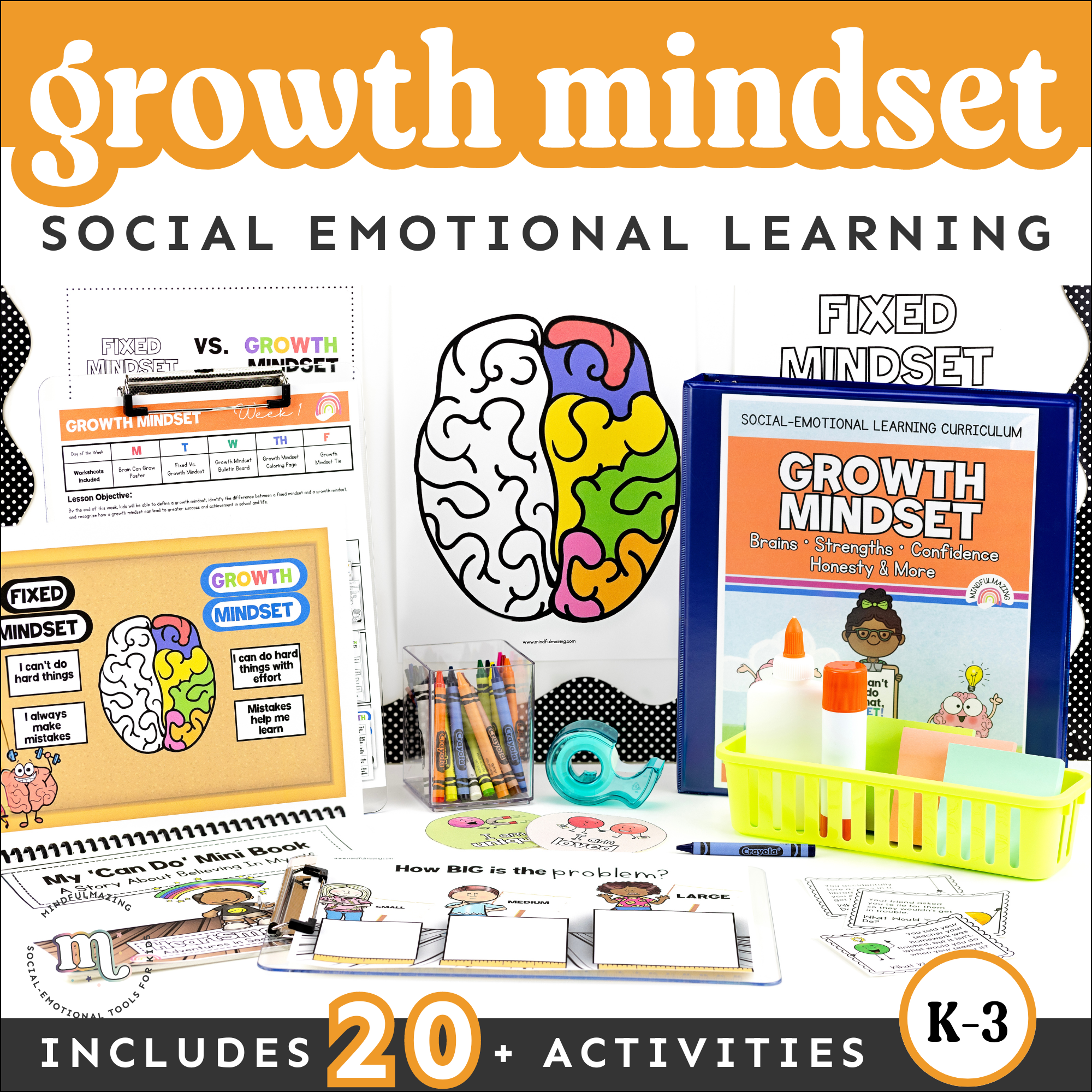 Growth Mindset Social Emotional Learning Unit (ages 3 - 8)