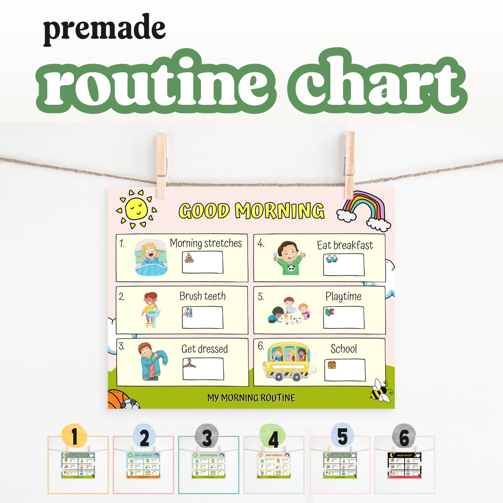 Premade Routine Charts for Kids PDF (Ages 2 to 10)