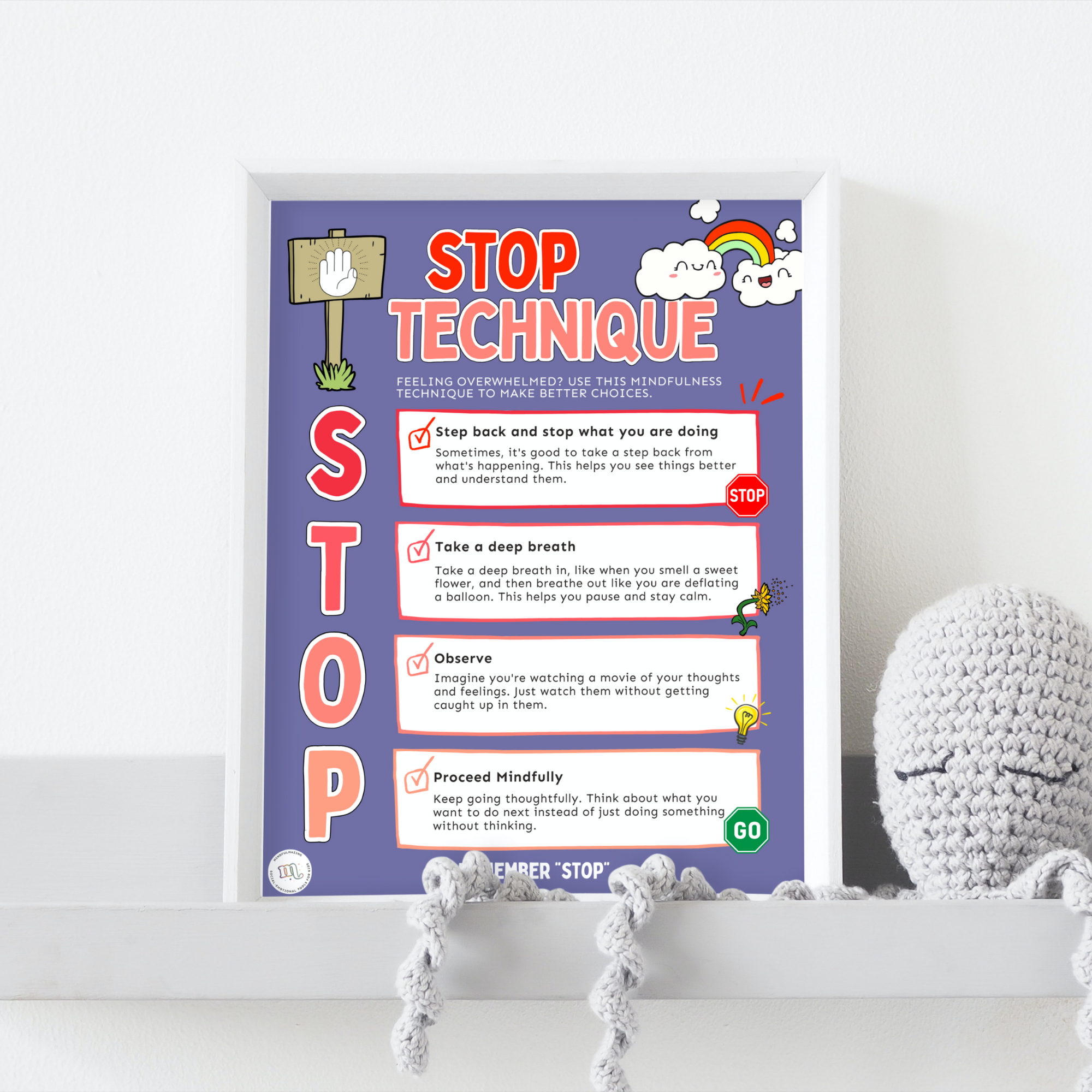 STOP & RAIN Technique Poster - Purple Version