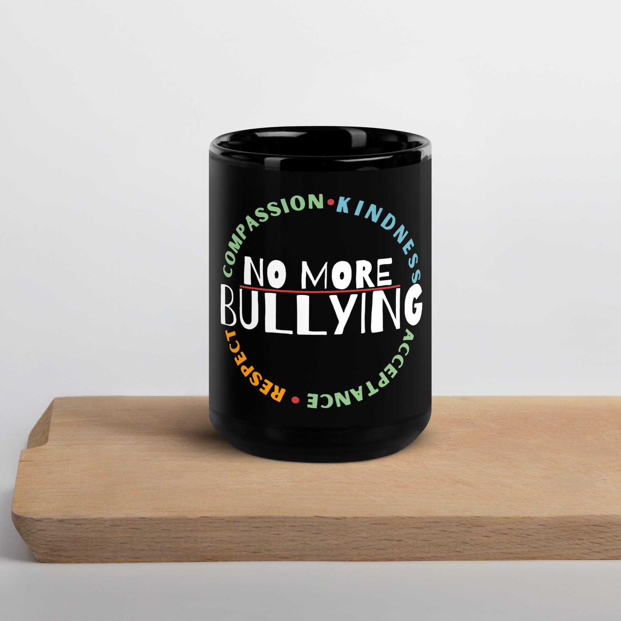 No Bullying Black Glossy Mug