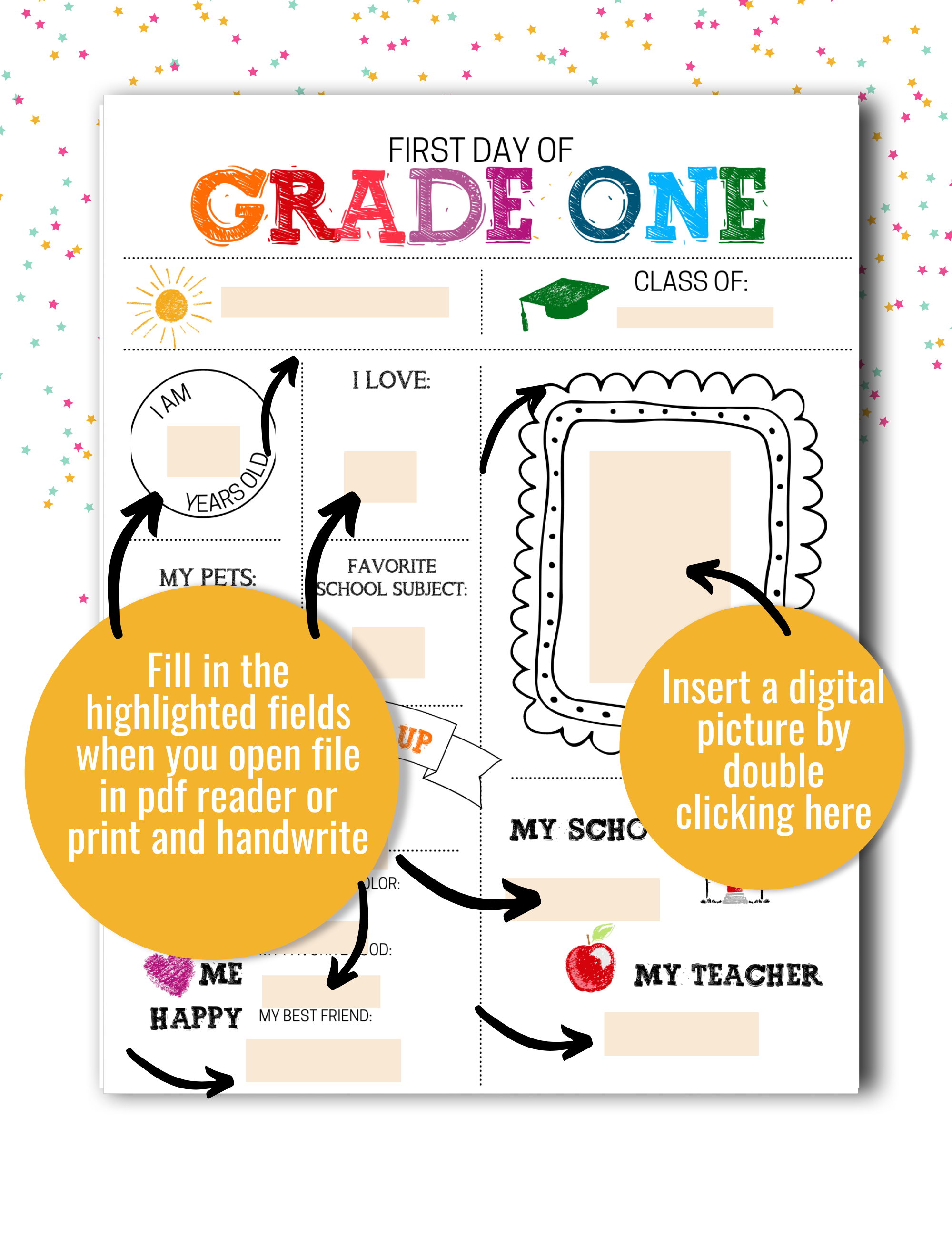 First Day of School Sign (Classic Clean Version) - Kindergarten to Grade Six