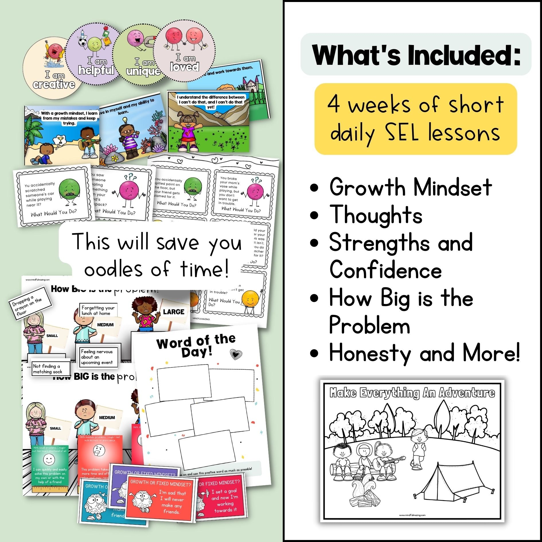Growth Mindset Social Emotional Learning Unit (ages 3 - 8)