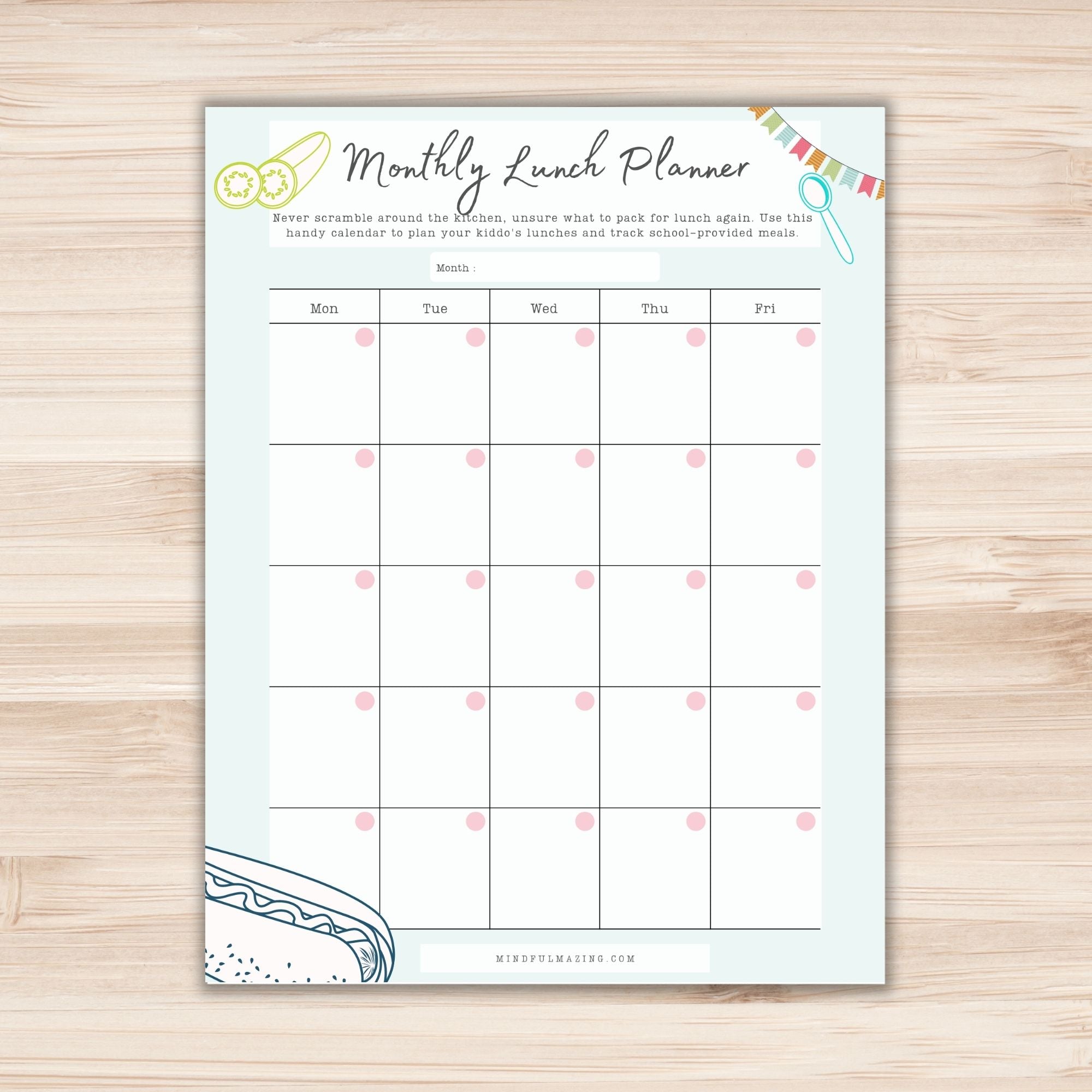 Monthly Lunch Planner