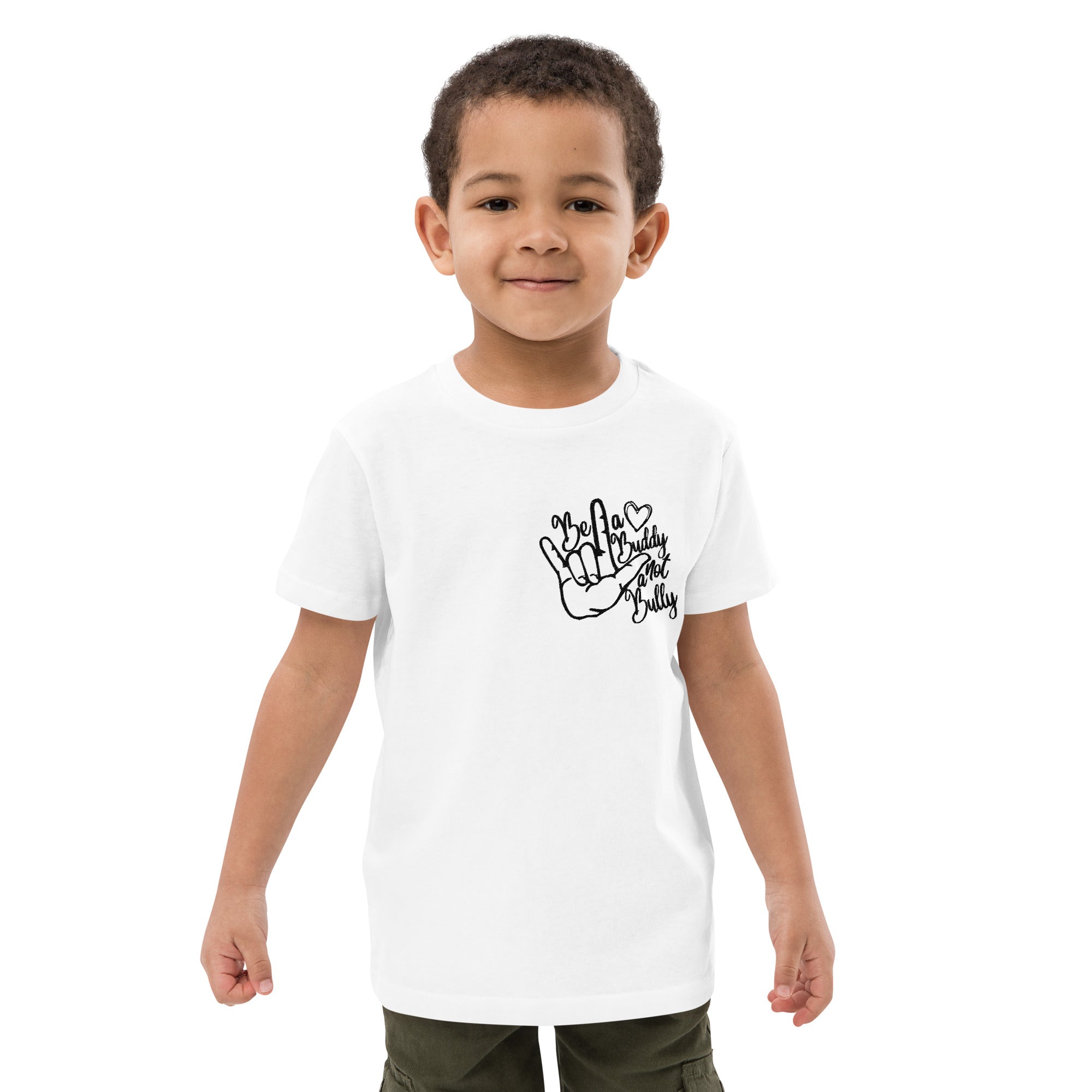 Be a Buddy Not a Bully [White] Organic Cotton Kids T-Shirt