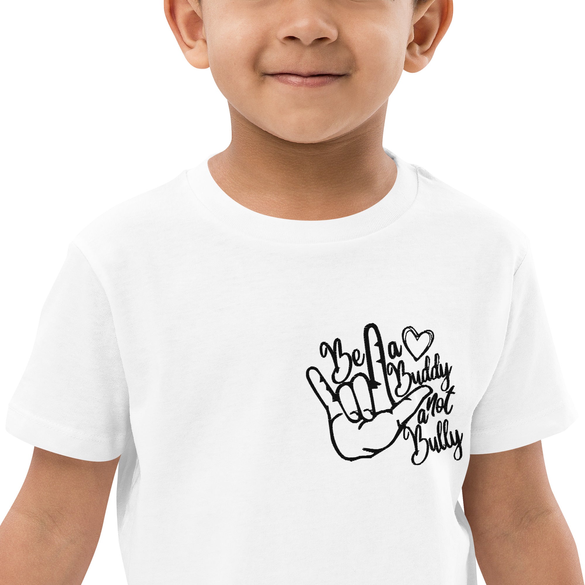 Be a Buddy Not a Bully [White] Organic Cotton Kids T-Shirt