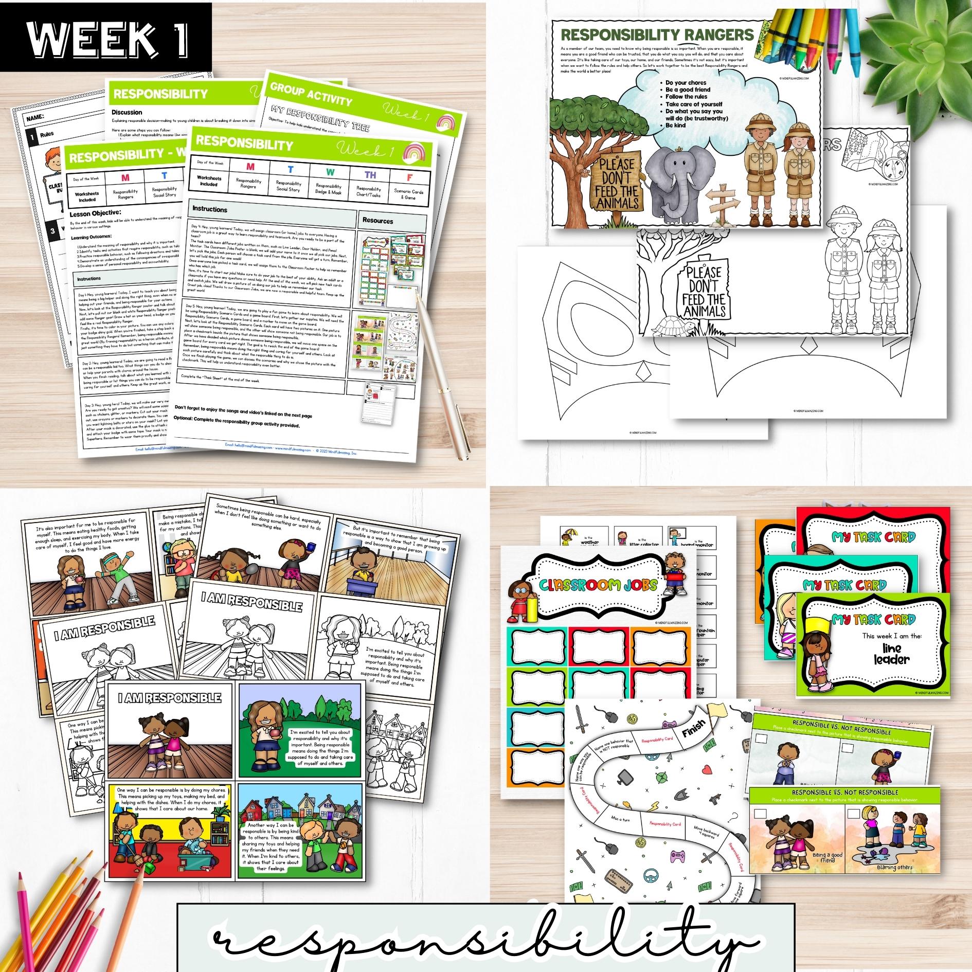 Responsibility Social-Emotional Learning Unit (ages 3 - 8)